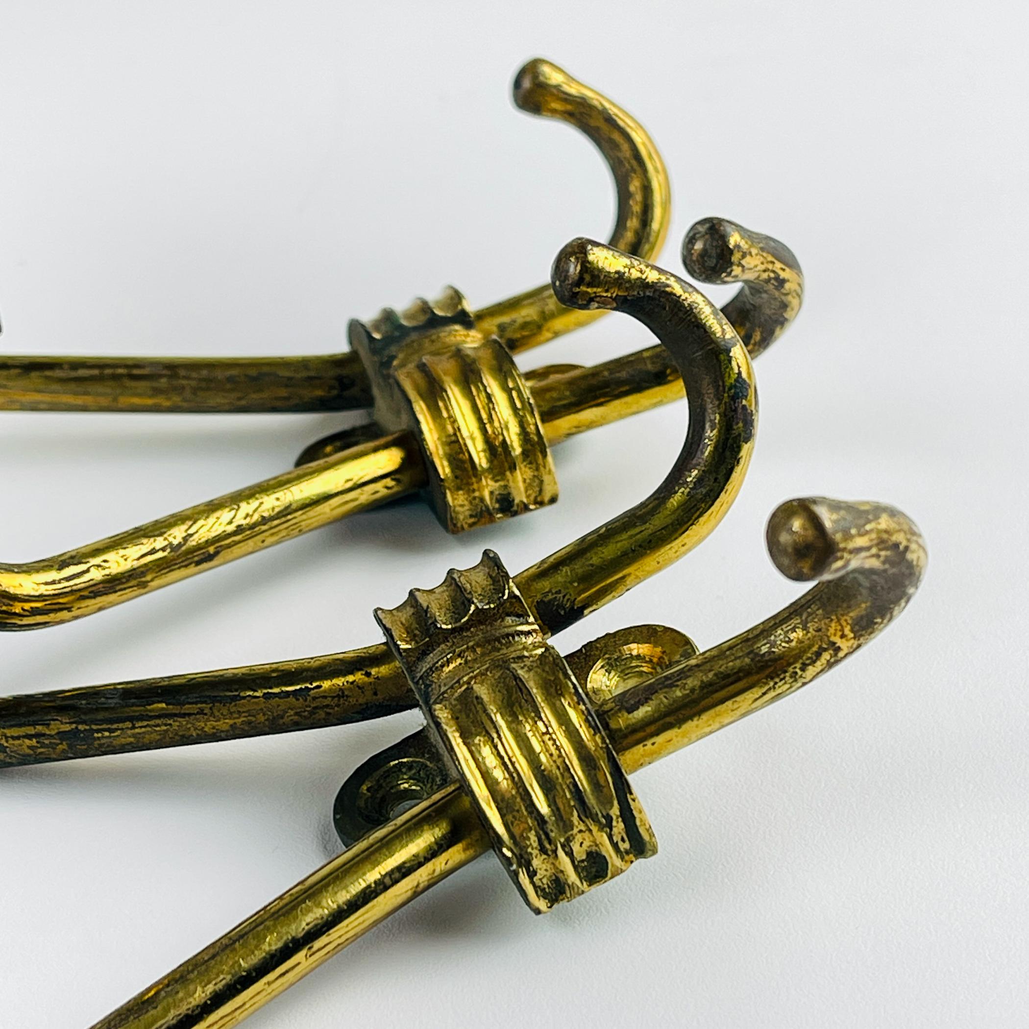 Gancio per cappotti in ottone vintage, Italia, anni '50, Set di 2 in vendita 4