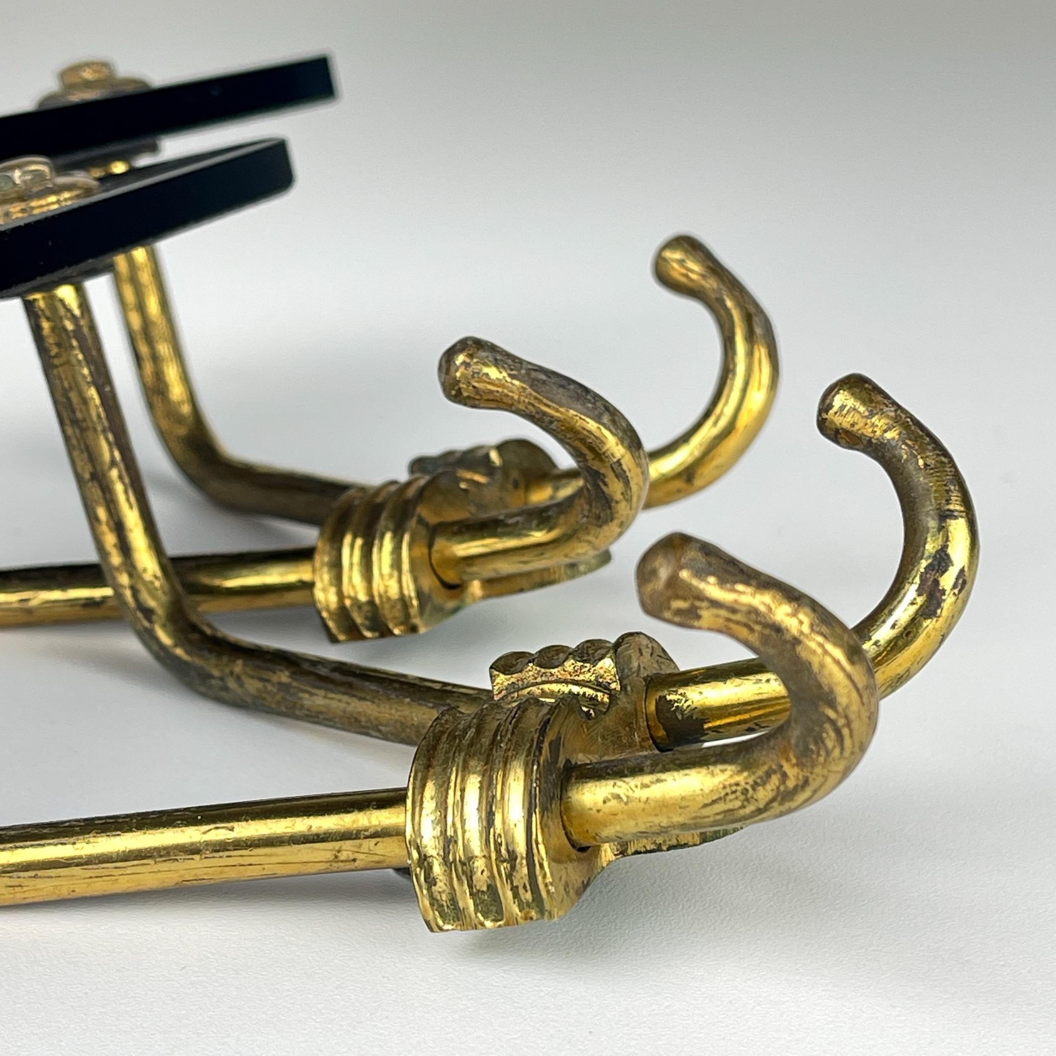 Gancio per cappotti in ottone vintage, Italia, anni '50, Set di 2 in vendita 2