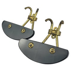 Set von 2 Vintage-Mantelhaken aus Messing, Italien, 1950er Jahre