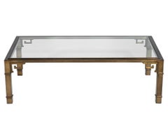 Vintage Brass Cocktail Table with Greek Key Design