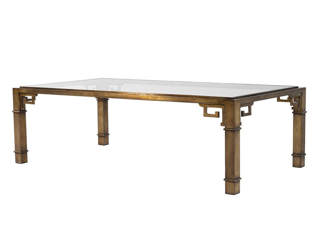 Mid-Century Modern Vintage Brass Cocktail Table with Greek Key Design