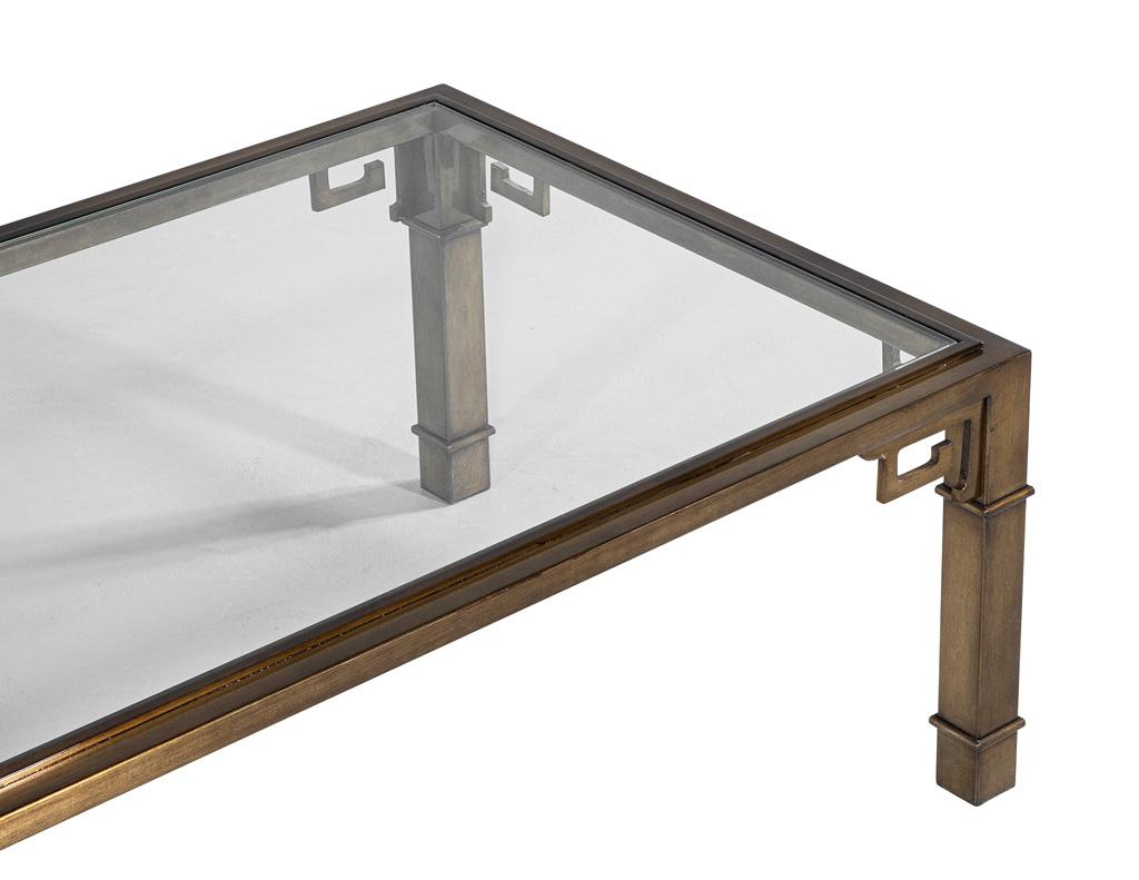 Plated Vintage Brass Cocktail Table with Greek Key Design
