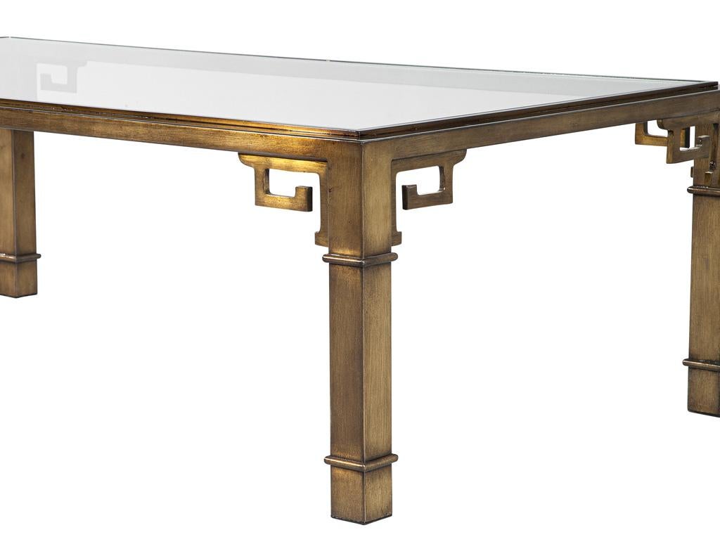 Vintage Brass Cocktail Table with Greek Key Design In Good Condition In North York, ON