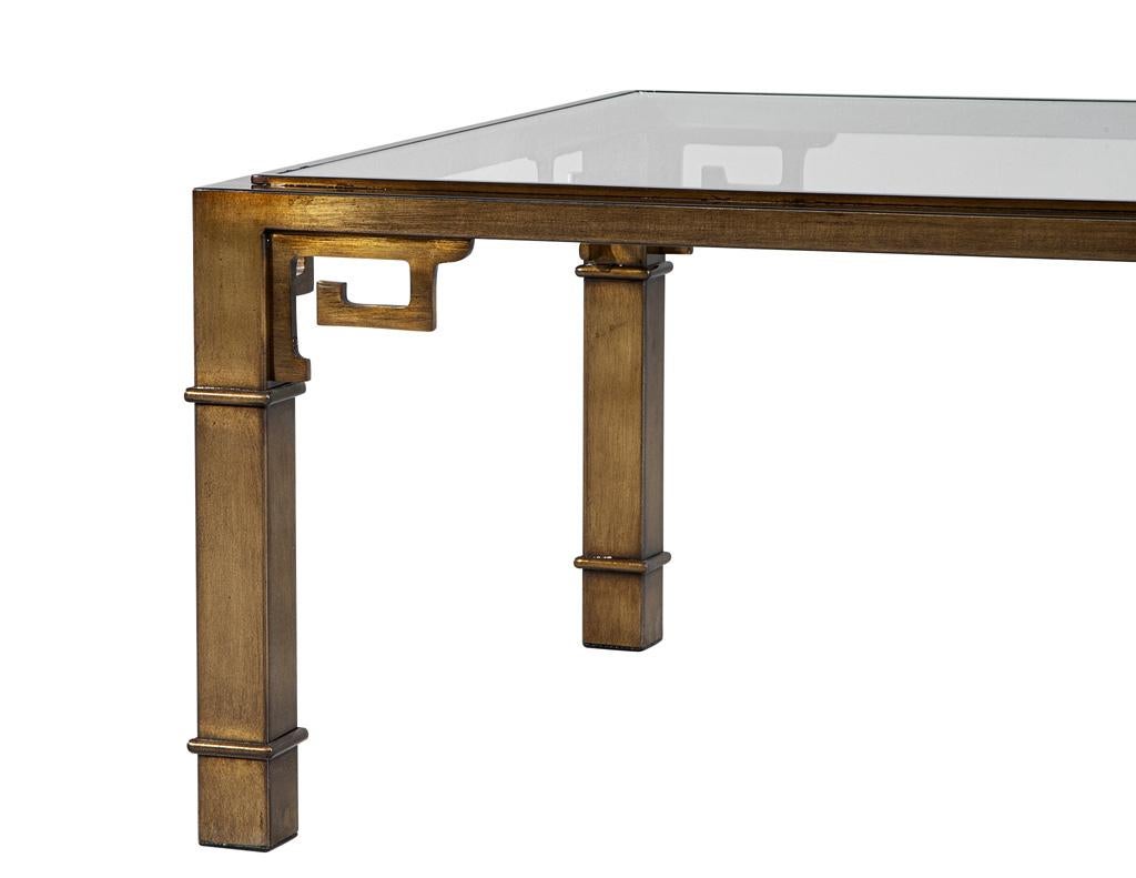 Late 20th Century Vintage Brass Cocktail Table with Greek Key Design