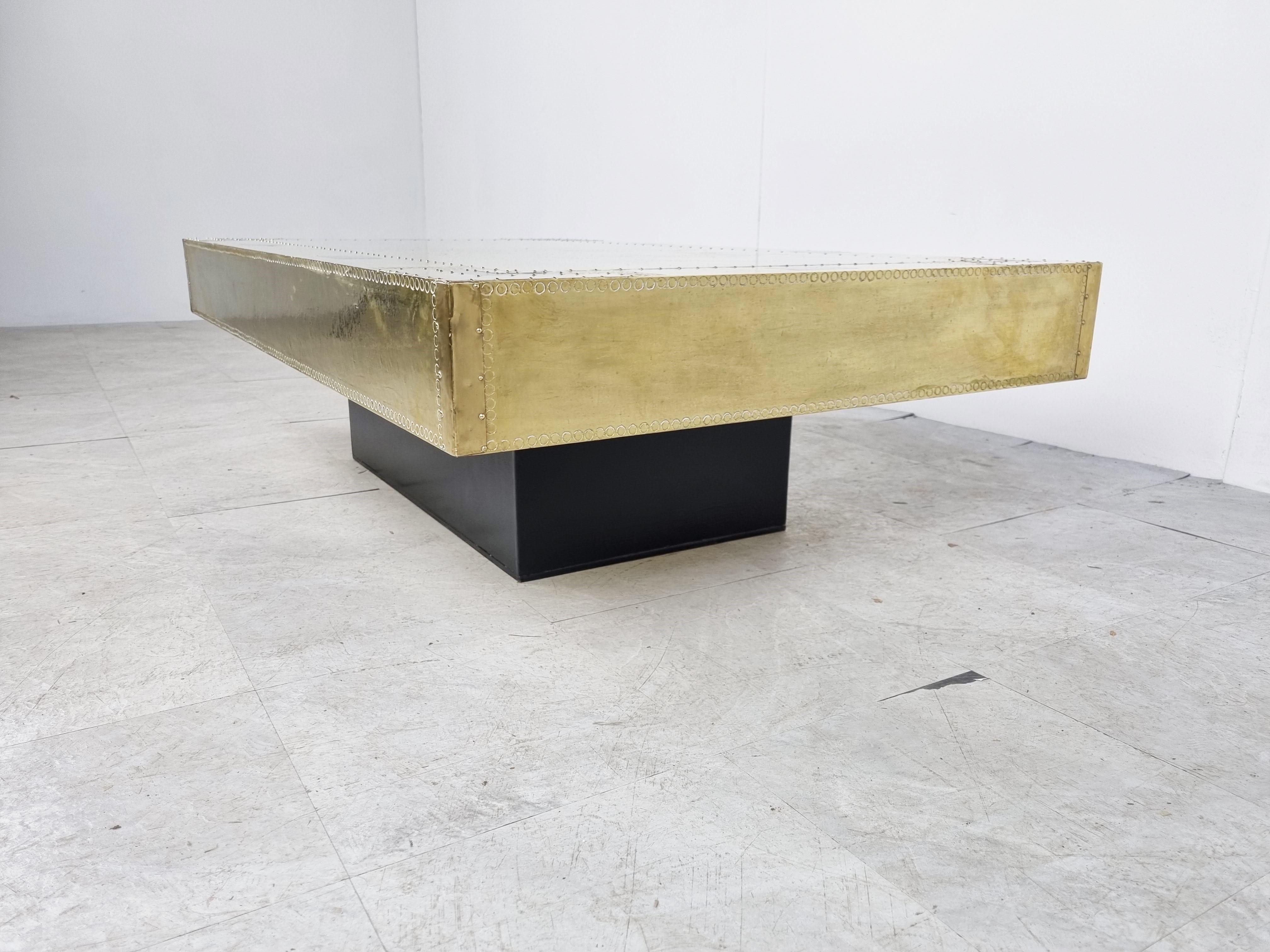 Late 20th Century Vintage Brass Coffee Table by Rodolfo Dubarry, 1970s