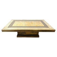 Vintage brass coffee table by Rodolfo Dubarry, 1970s