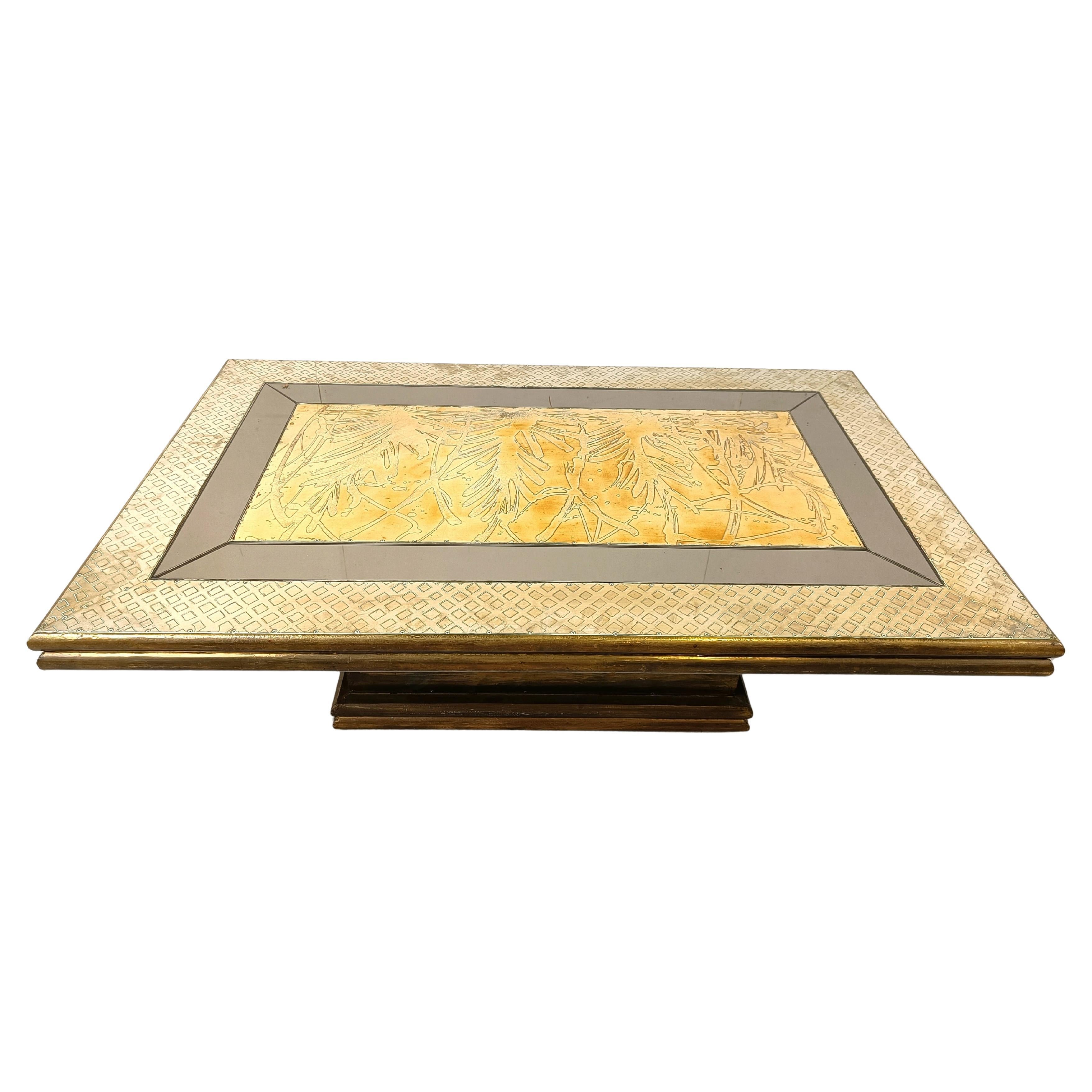 Vintage brass coffee table by Rodolfo Dubarry, 1970s