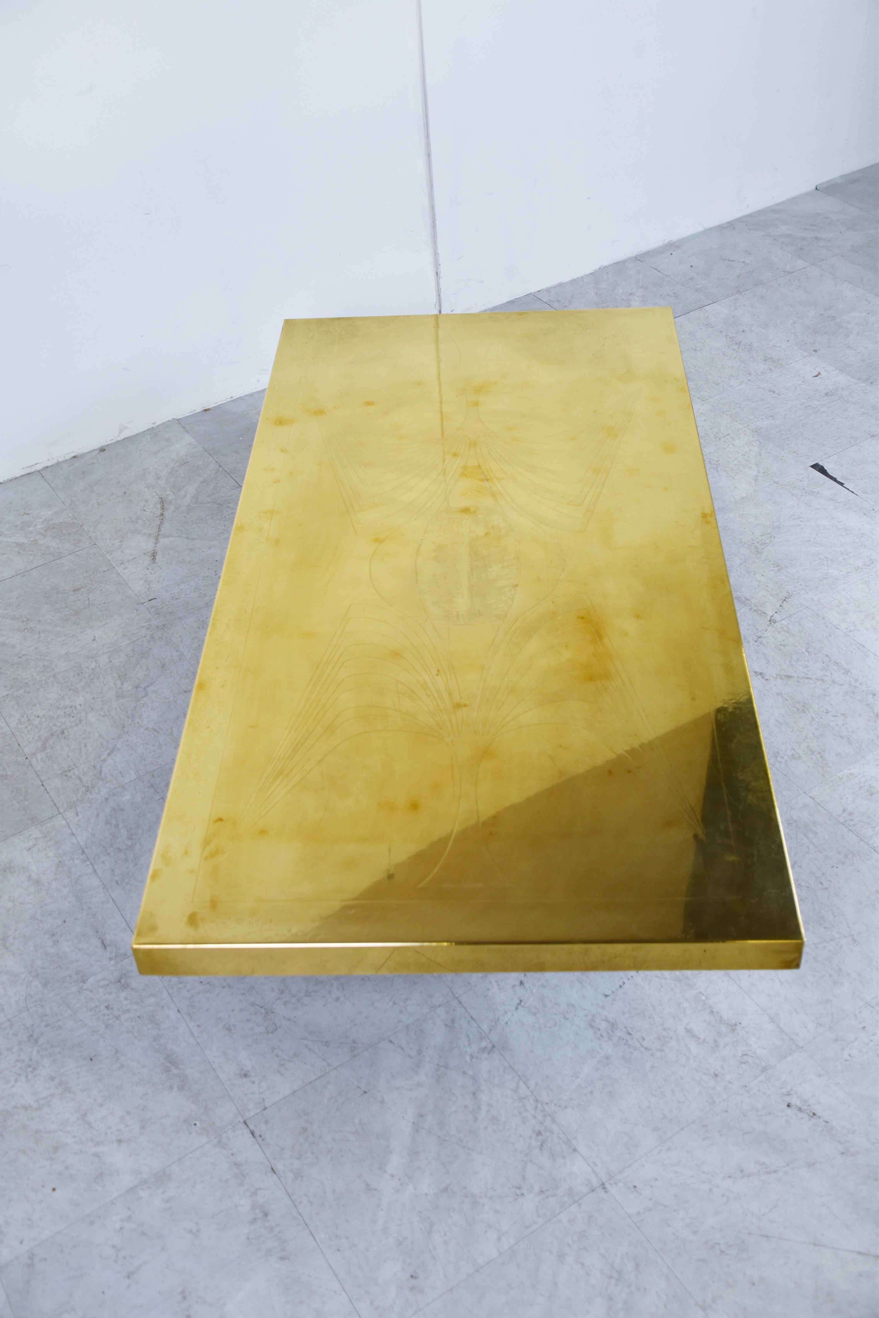 Mesa de centro vintage de latón de Roland Lefevre, años 70 en Bueno Estado en Leuven, Vlaams Gewest