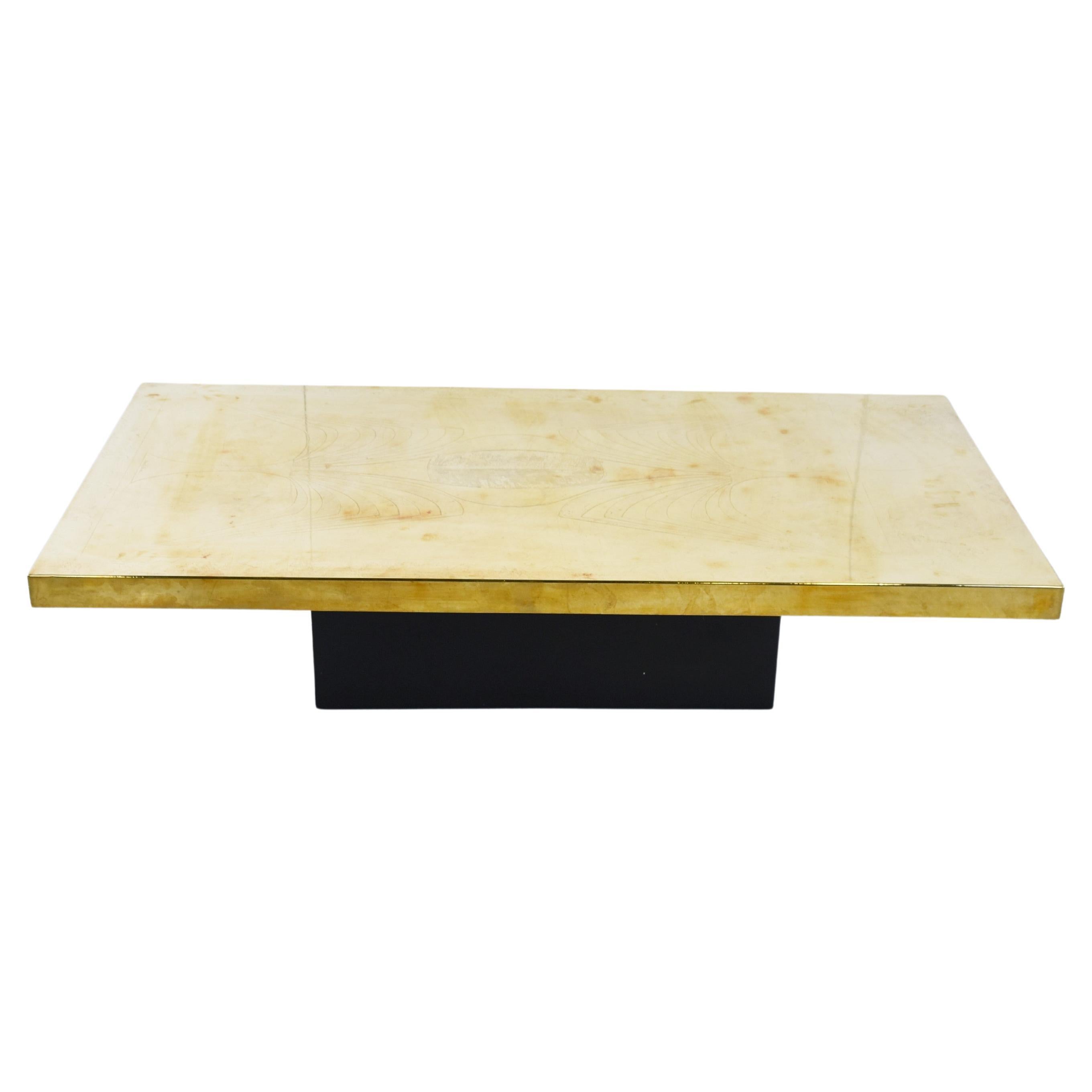 Mesa de centro vintage de latón de Roland Lefevre, años 70