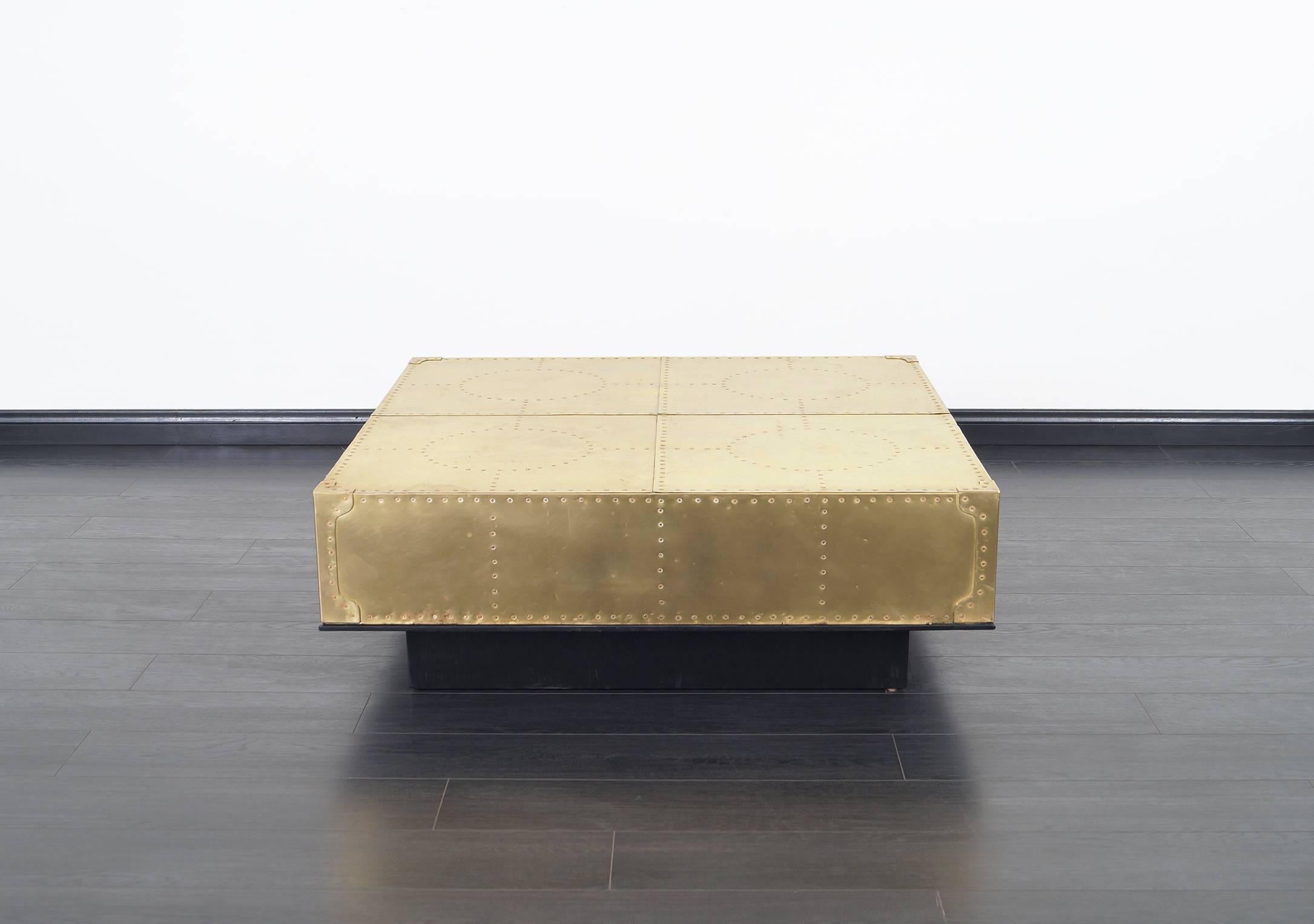 Mid-Century Modern Vintage Brass Coffee Table by Sarried
