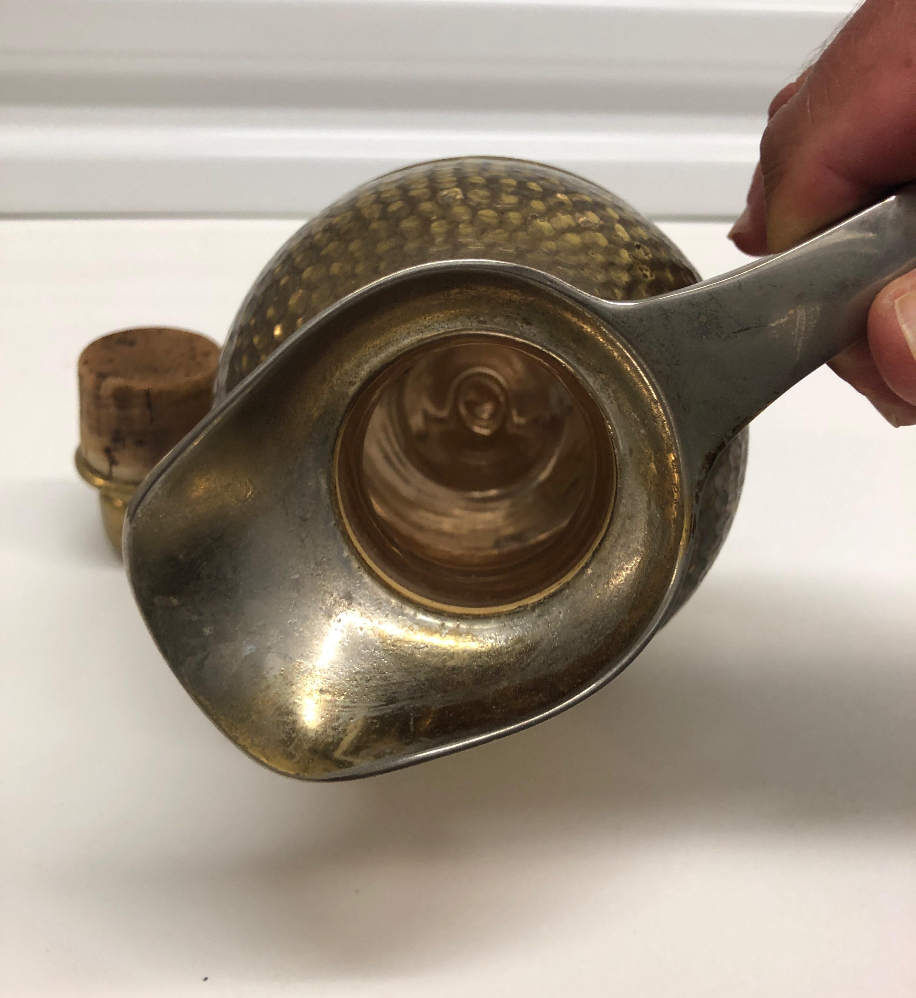 Vintage Brass Coffee Thermos with Handle In Good Condition In Oakland Park, FL