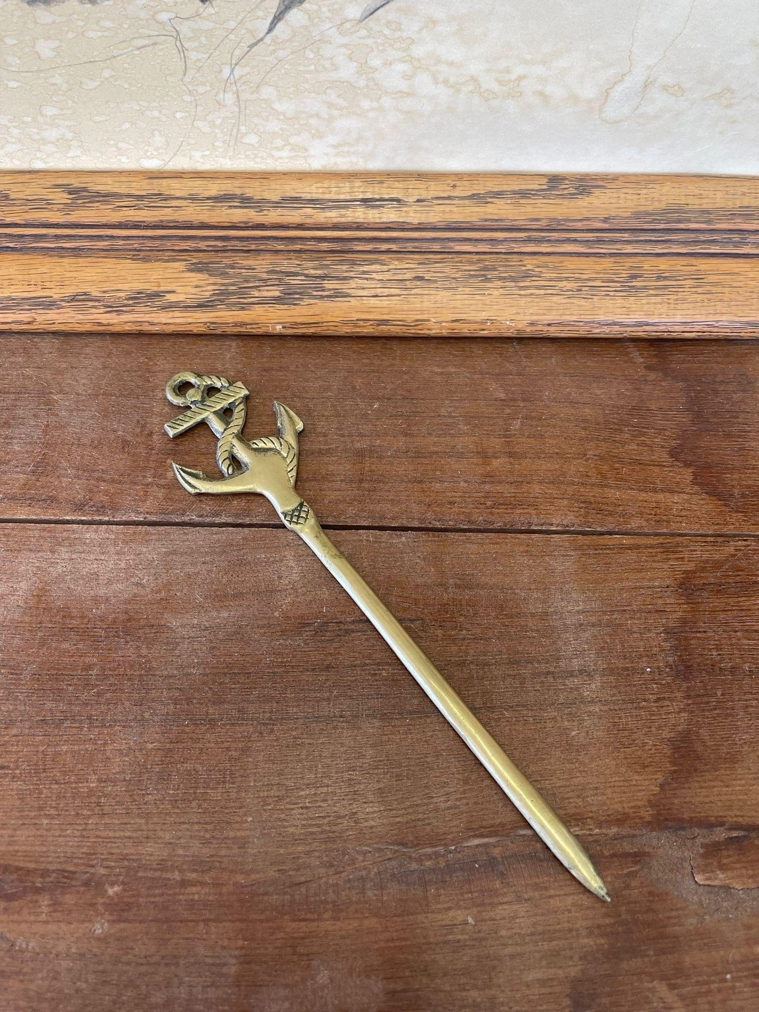 Vintage Brass Color Nautical Letter Opener. In Good Condition For Sale In Seattle, WA