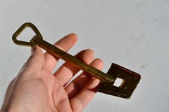 Vintage Brass Combination Bar Tool — Miniature Shovel Form with Hidden Corkscrew