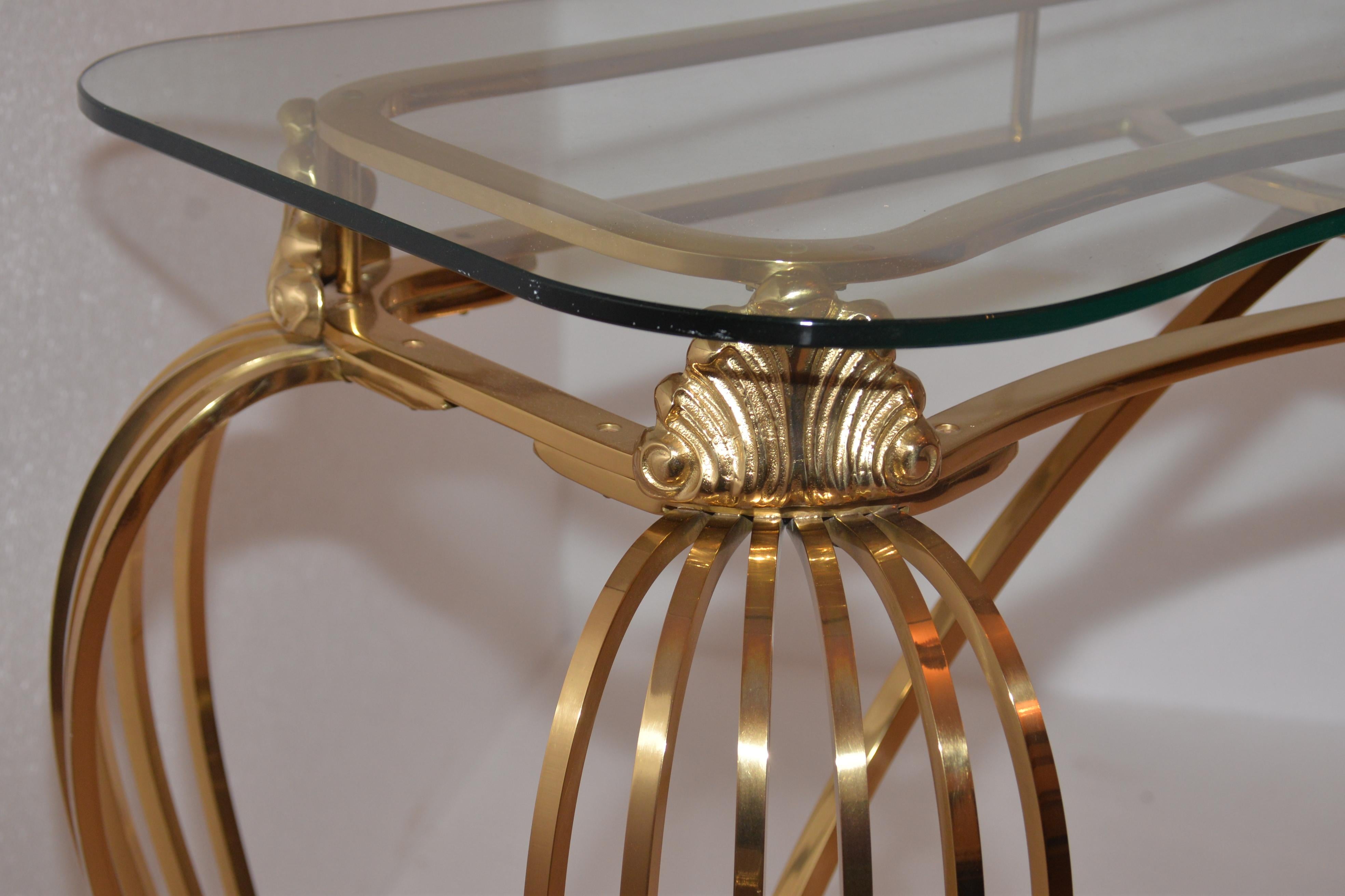 Polished Vintage Brass Console Table