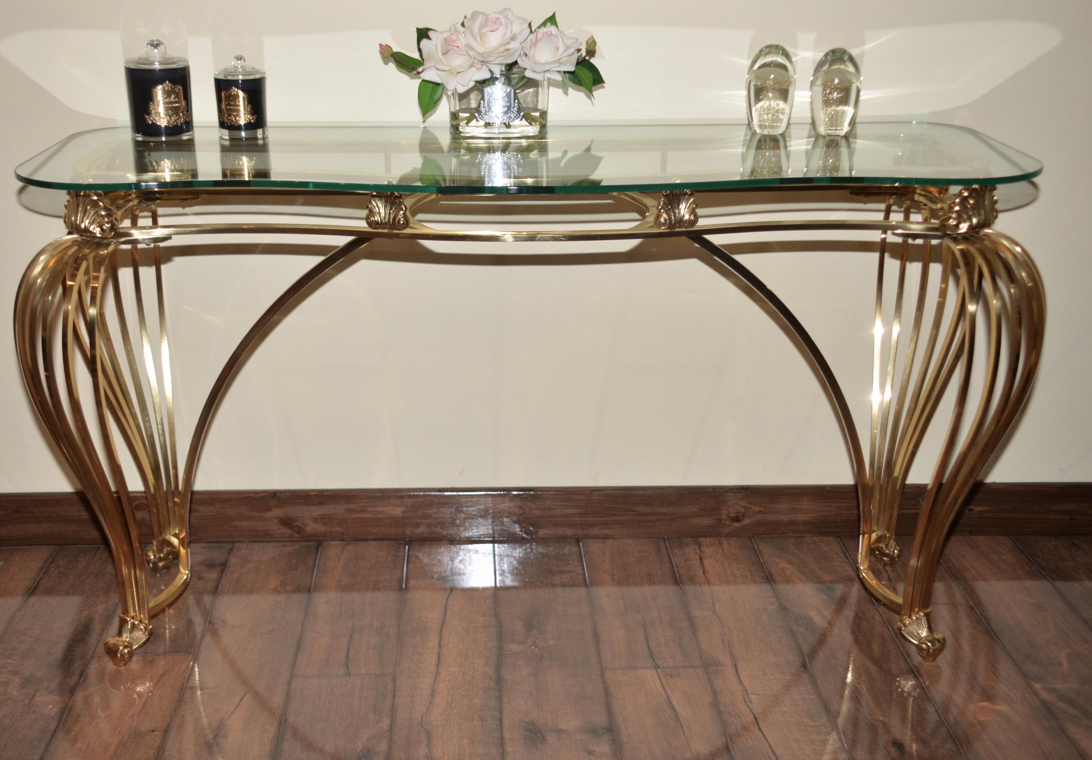 French Vintage Brass Console Table