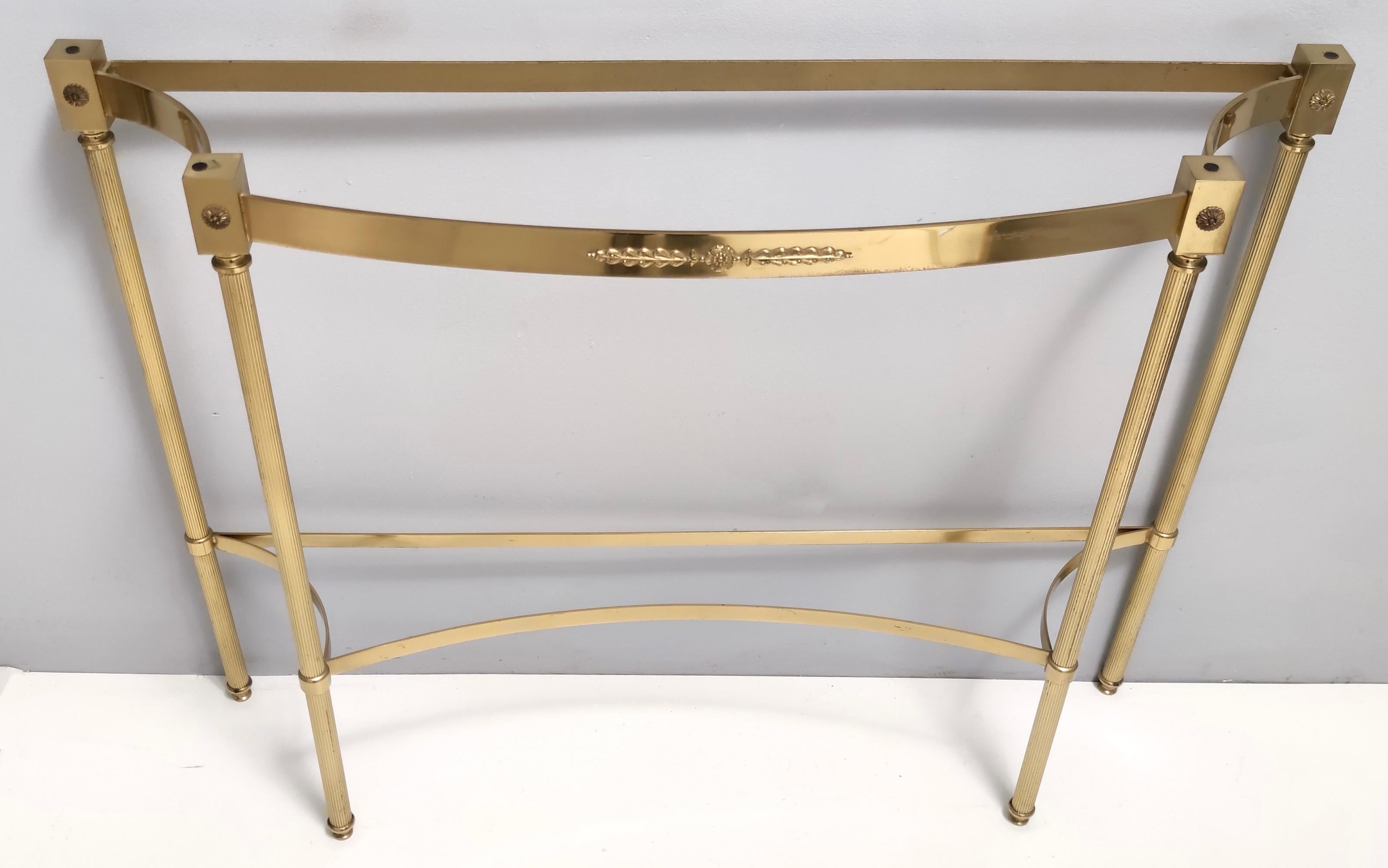 Vintage Brass Console Table with a Mirrored Top, Italy 6