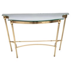 Vintage Brass Console Table with a Mirrored Top, Italy