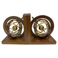 Vintage Brass & Copper Armillary Sphere Bookends, Austria, 1960s