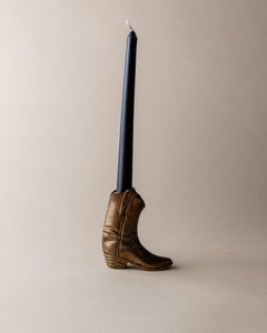 Vintage Brass Cowboy Boot Figurine As Vase or Candle Holder Italy, 1980s