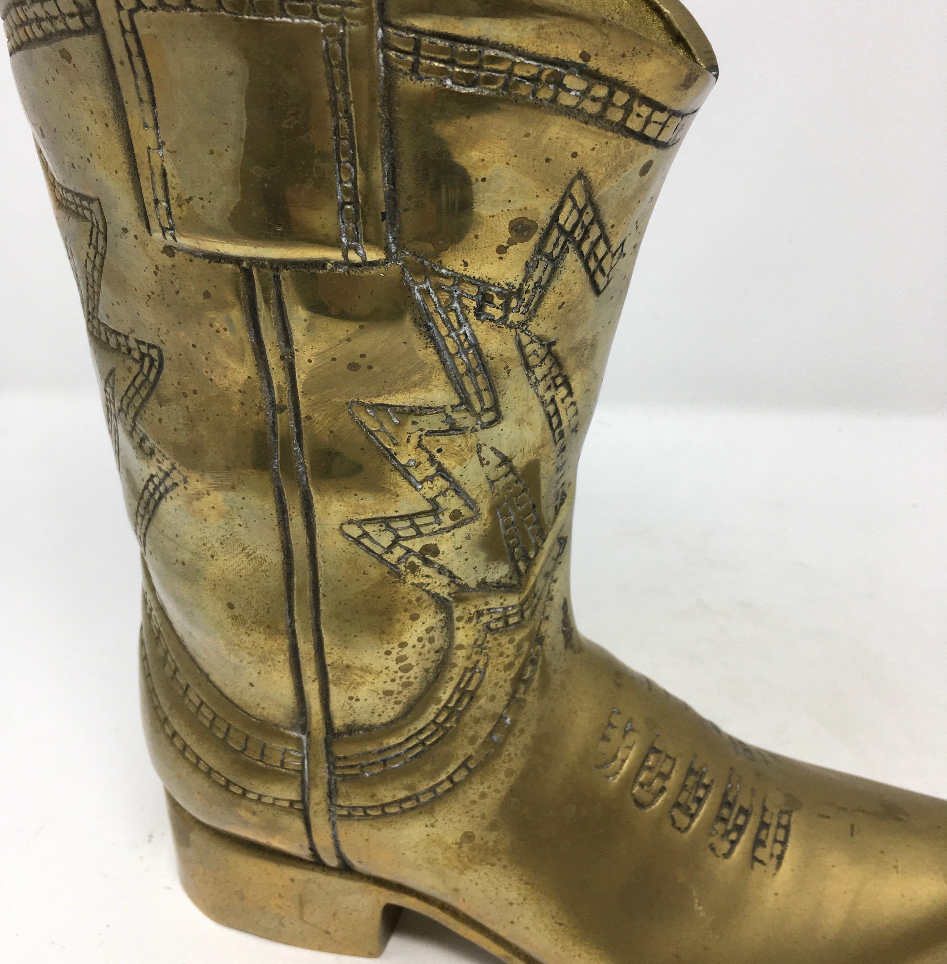 Vintage Brass Cowboy Boot In Good Condition In Houston, TX