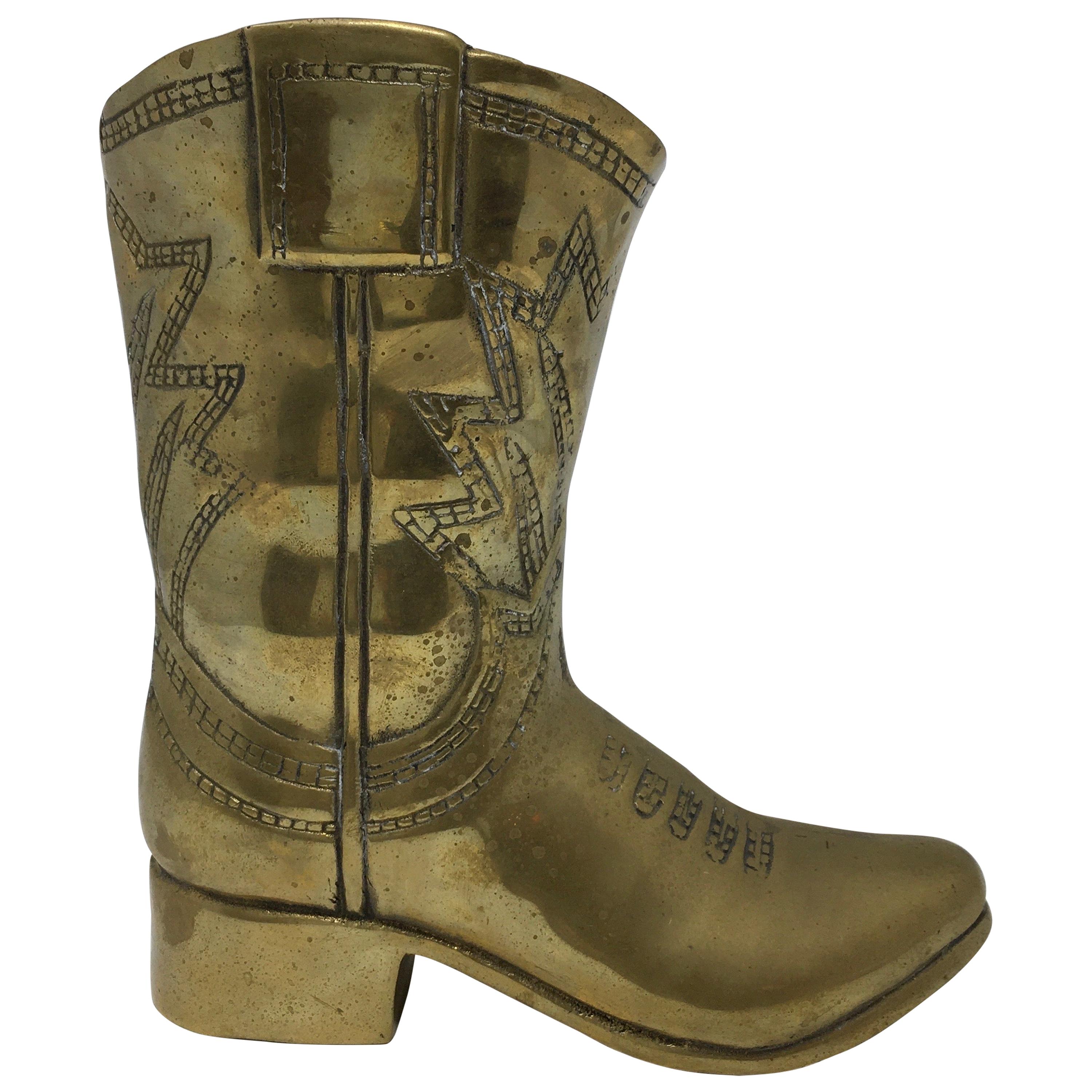 Vintage Brass Cowboy Boot