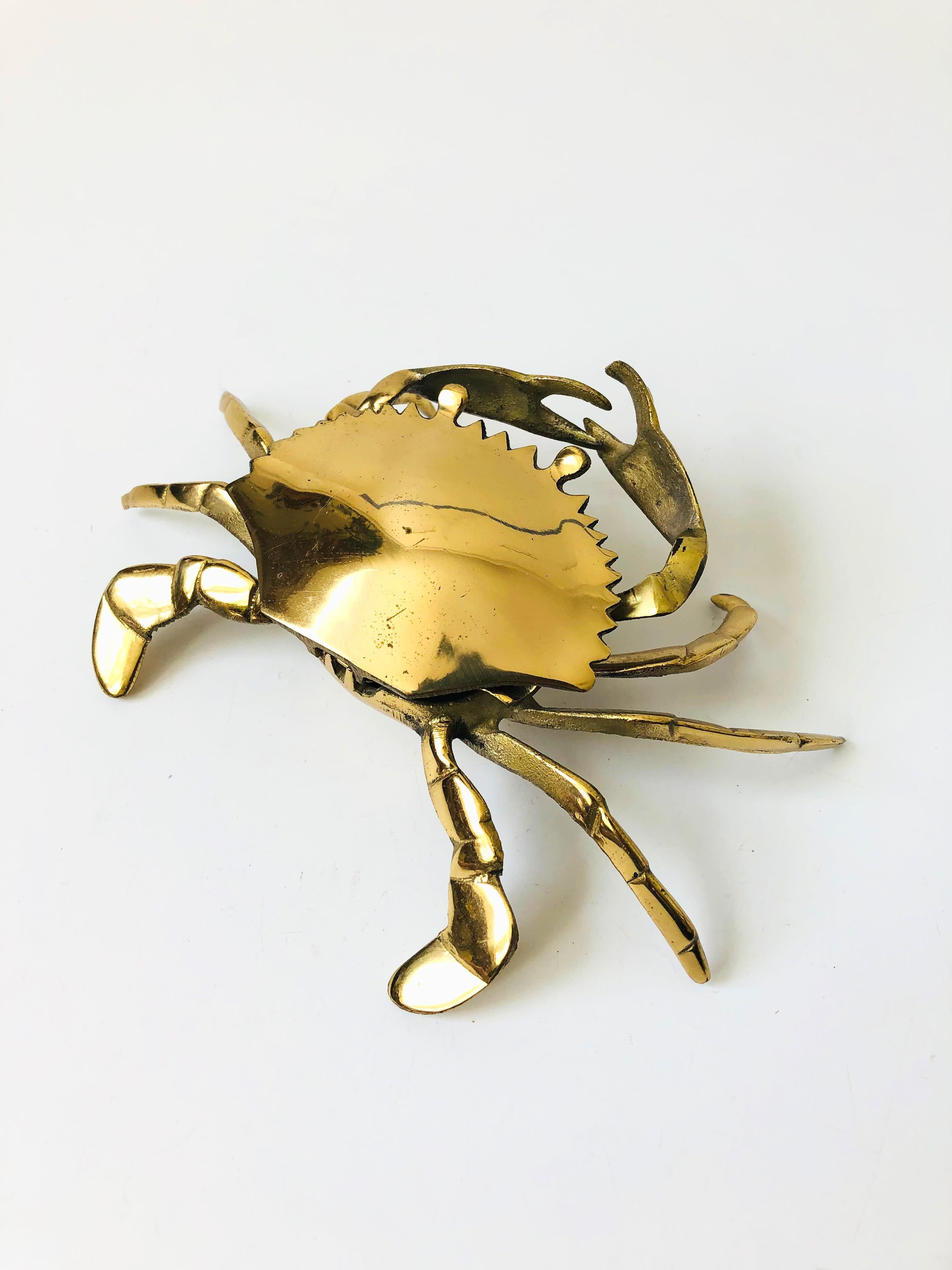 Mid-Century Modern Vintage Brass Crab Ashtray
