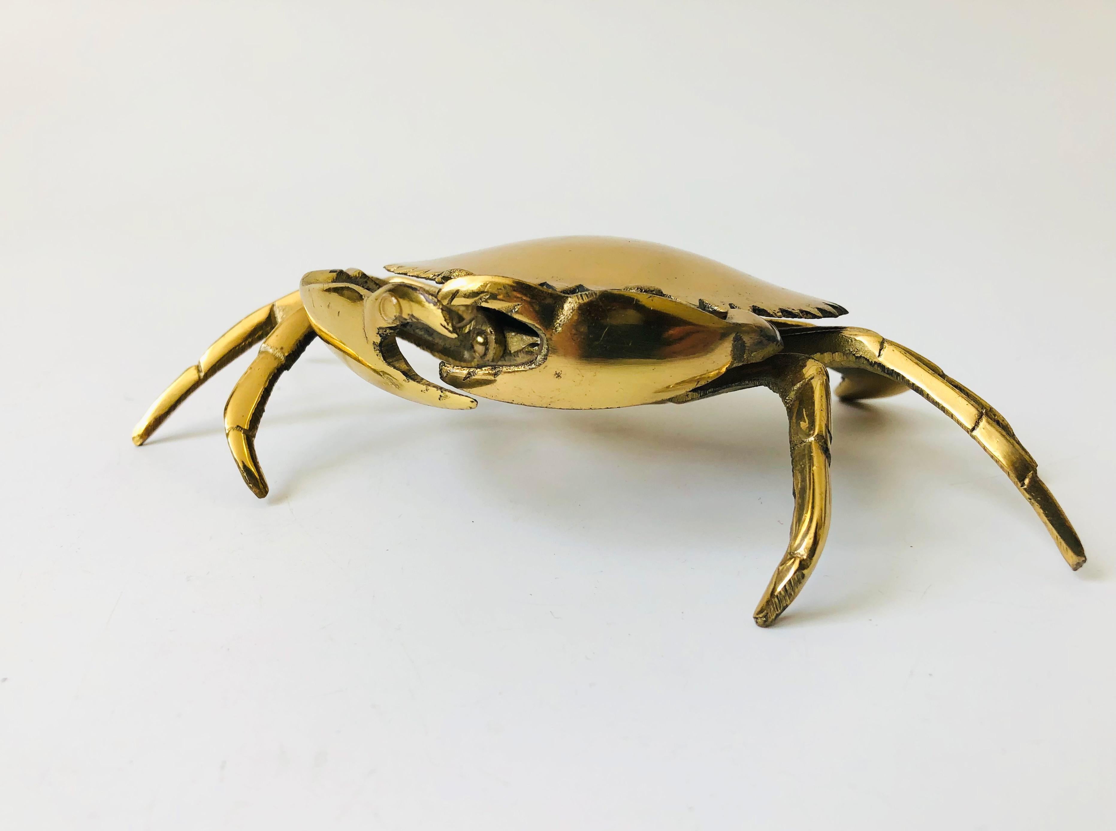 20th Century Vintage Brass Crab Ashtray