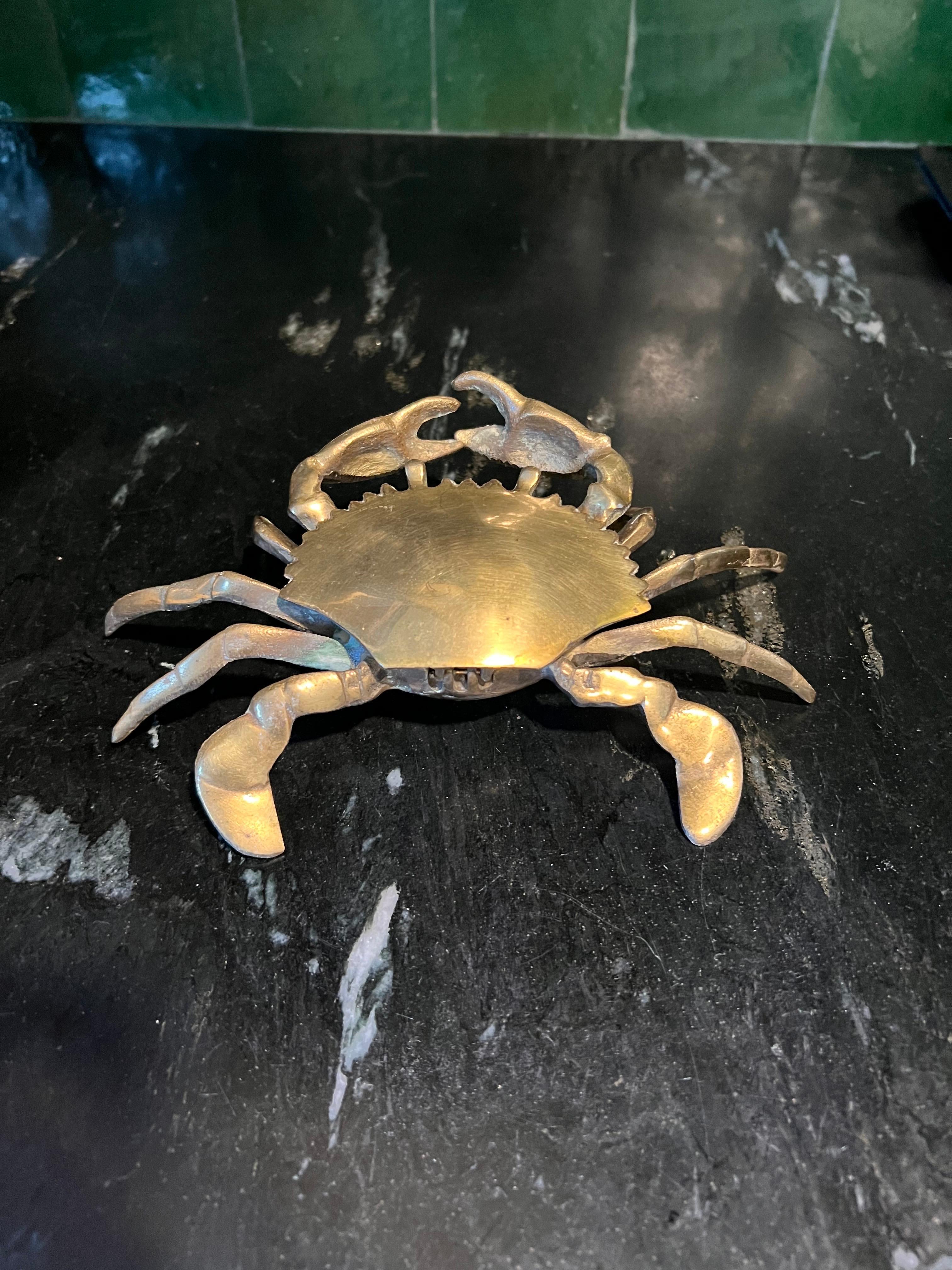 Vintage Brass Crab Ashtray 2