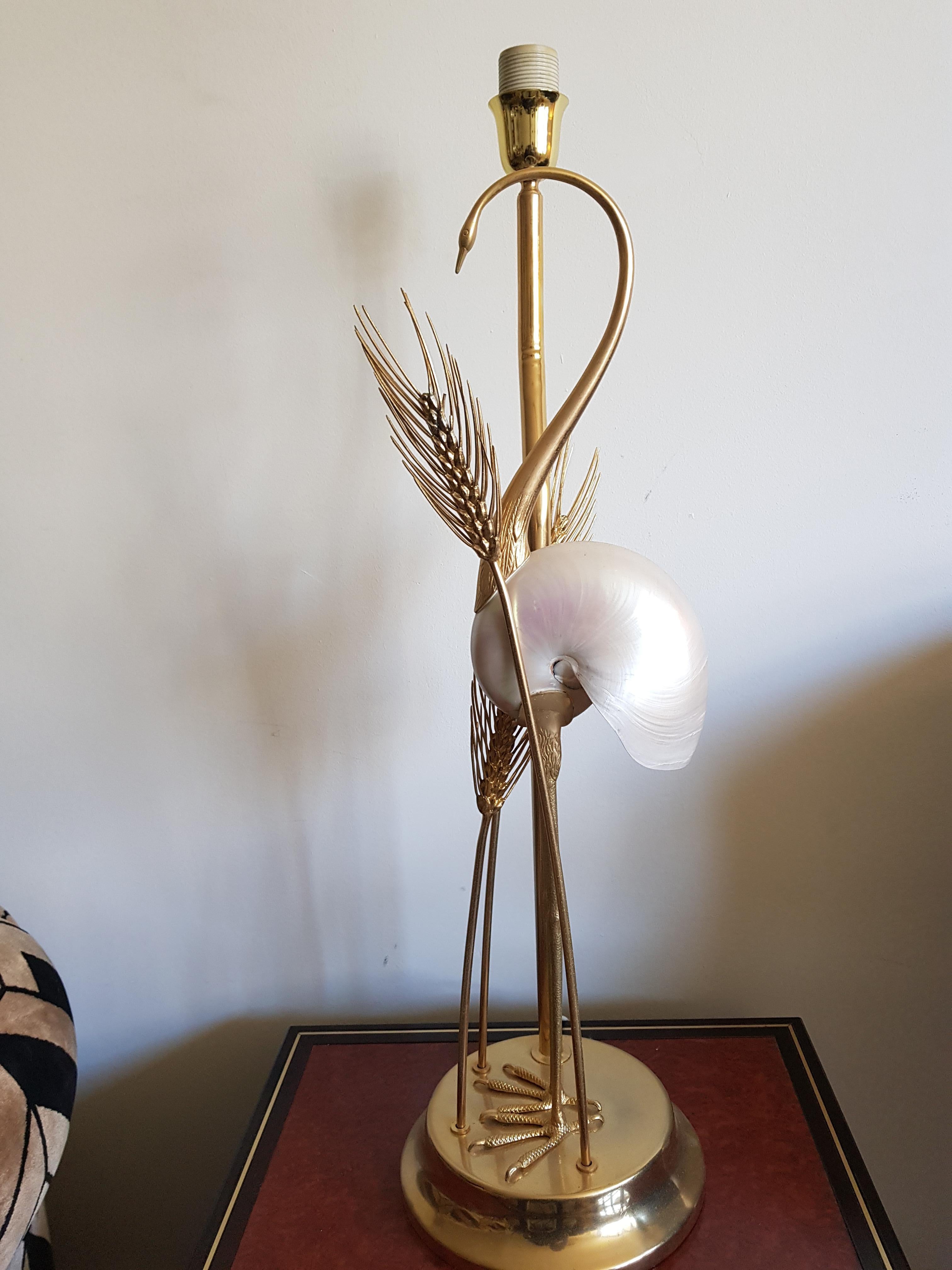 Vintage Brass Crane Lamp, 1970s Style of Antonio Pavia 3