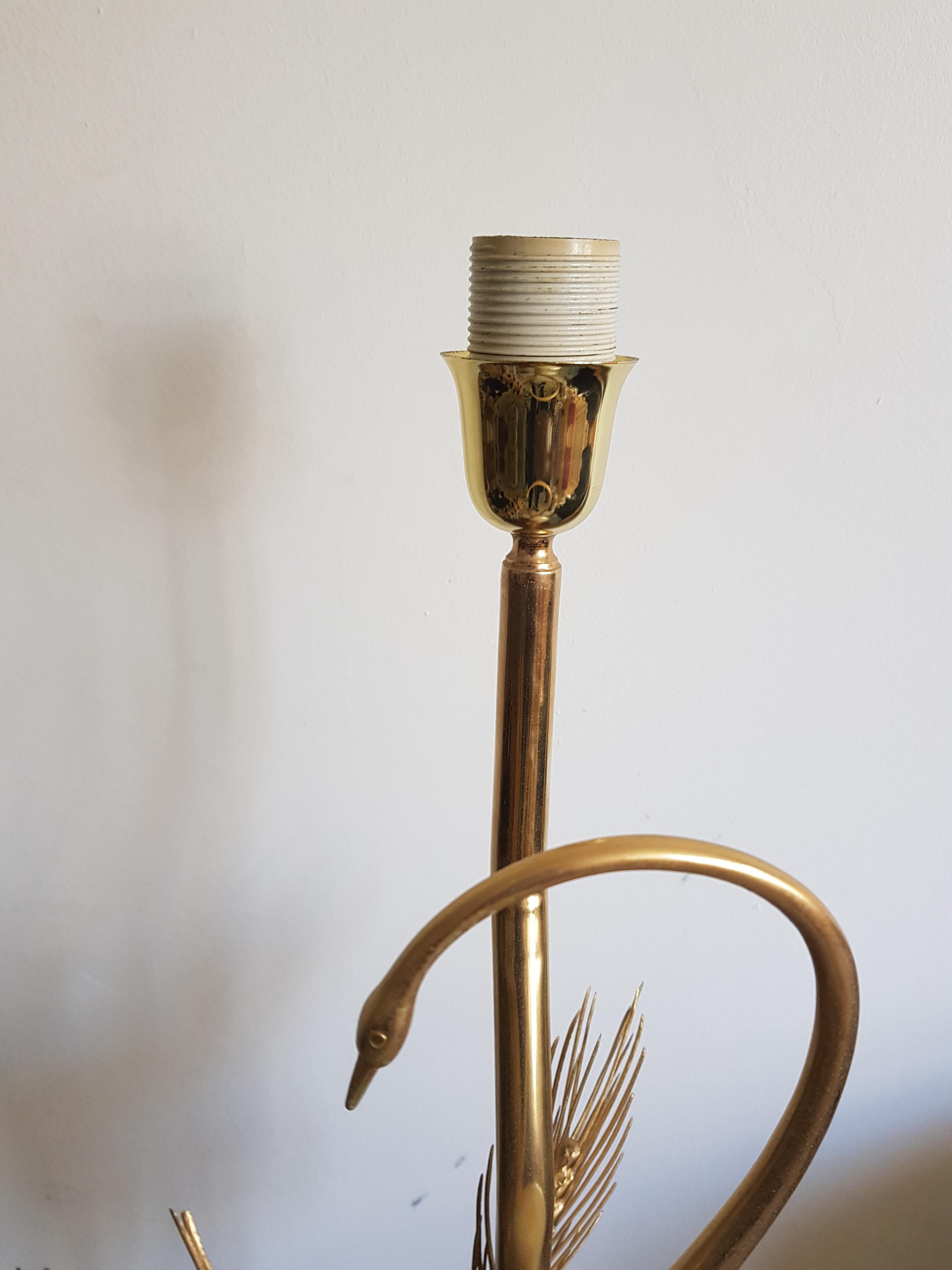 Hollywood Regency Vintage Brass Crane Lamp, 1970s Style of Antonio Pavia