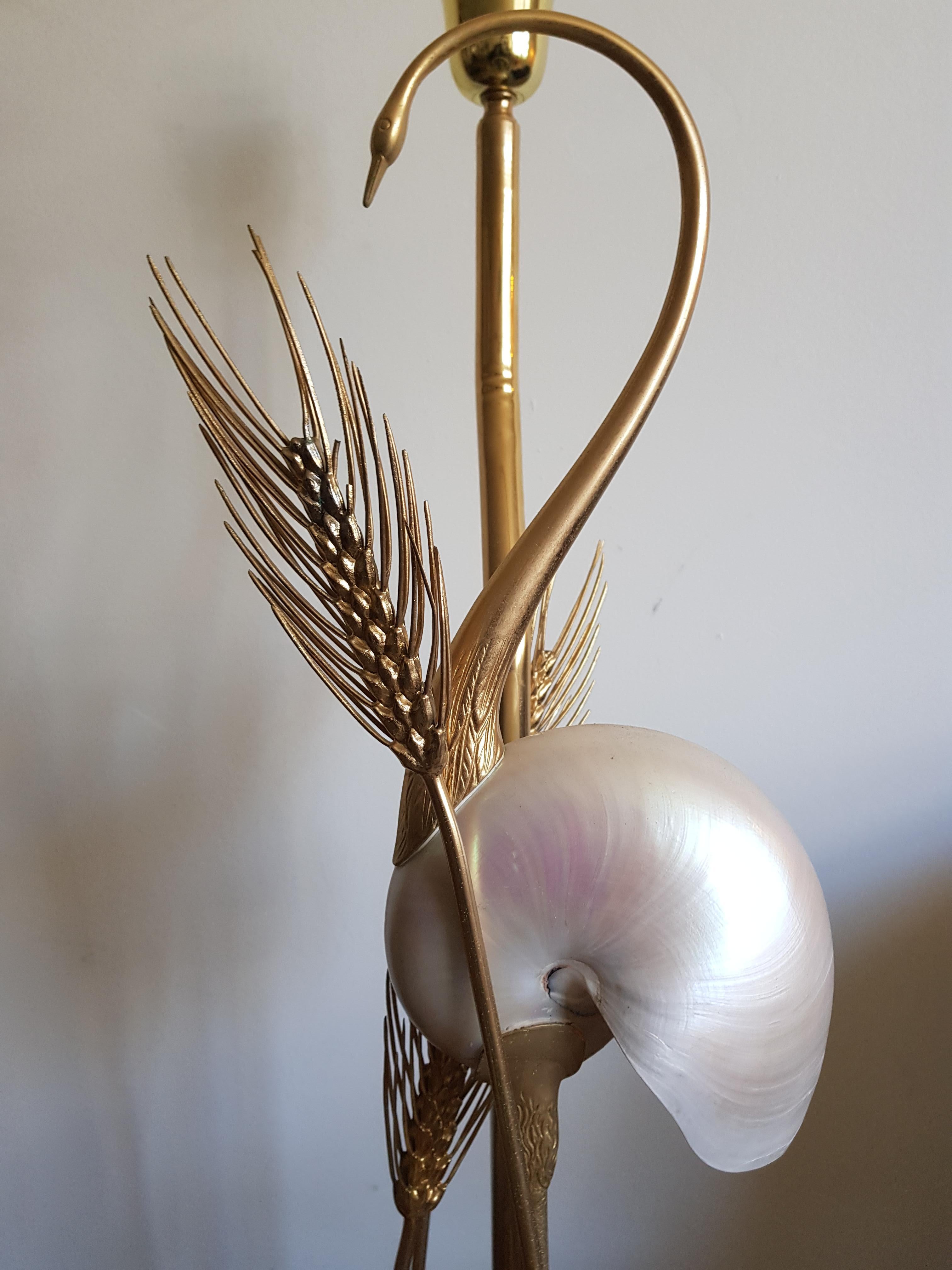 20th Century Vintage Brass Crane Lamp, 1970s Style of Antonio Pavia