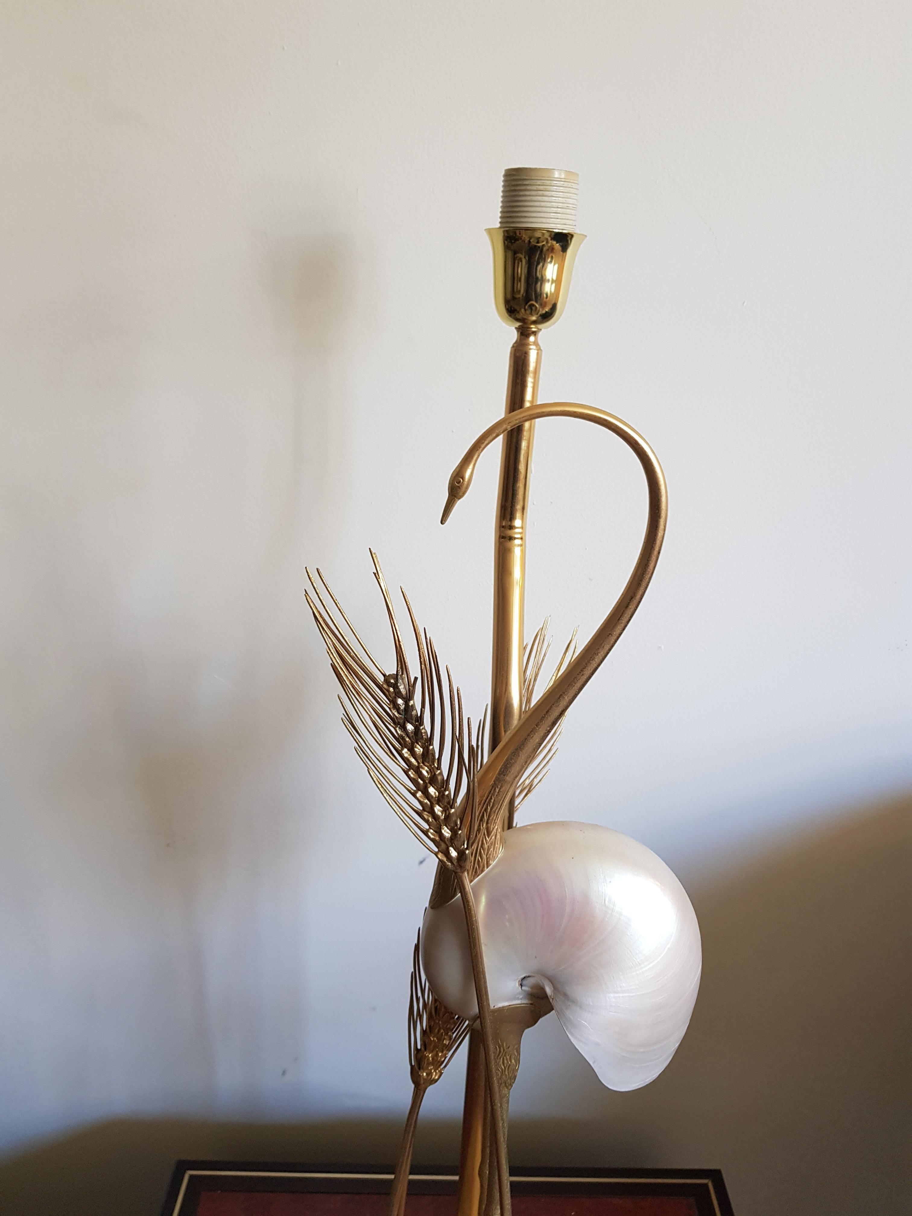 Vintage Brass Crane Lamp, 1970s Style of Antonio Pavia 1