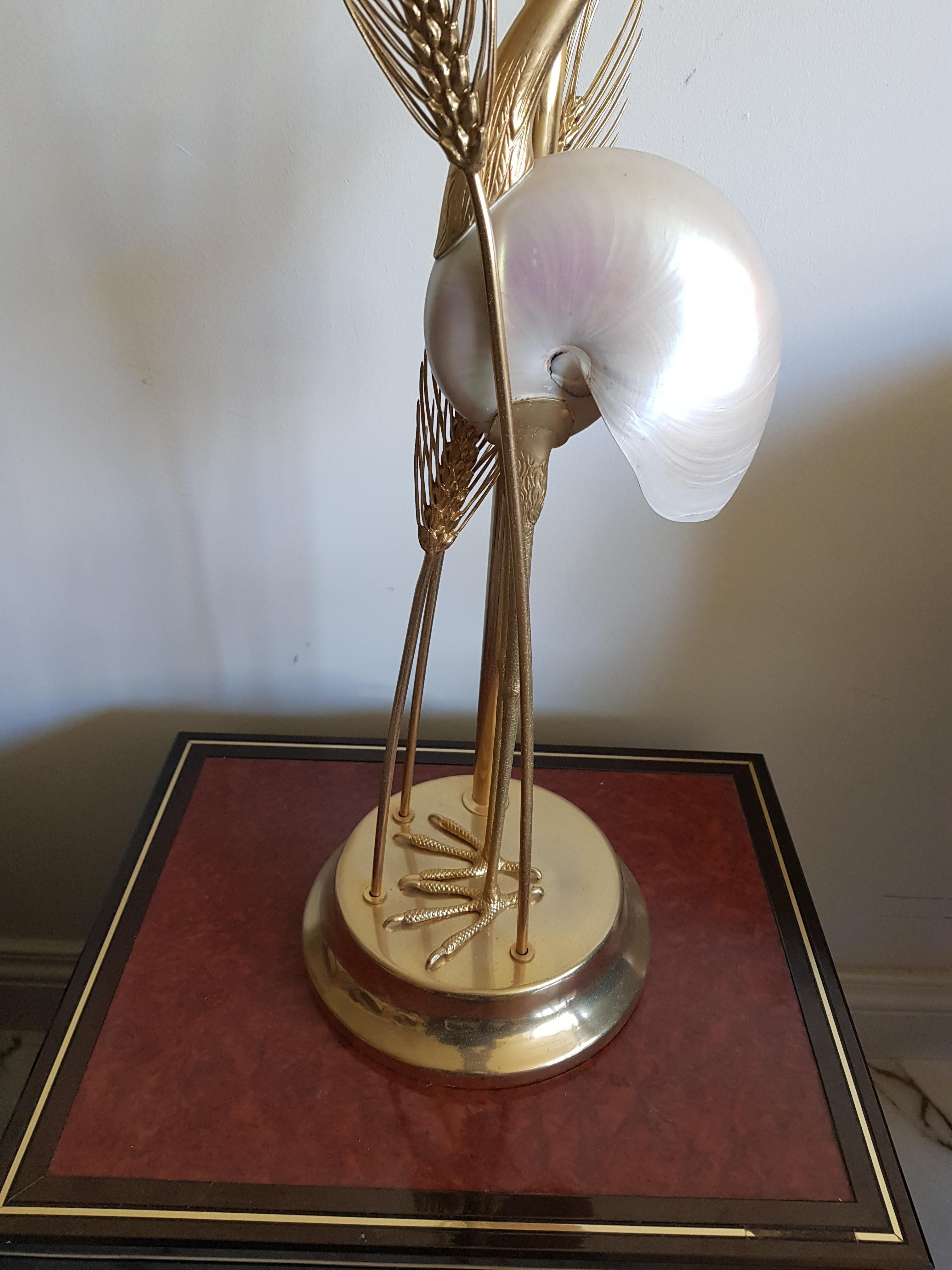 Vintage Brass Crane Lamp, 1970s Style of Antonio Pavia 2
