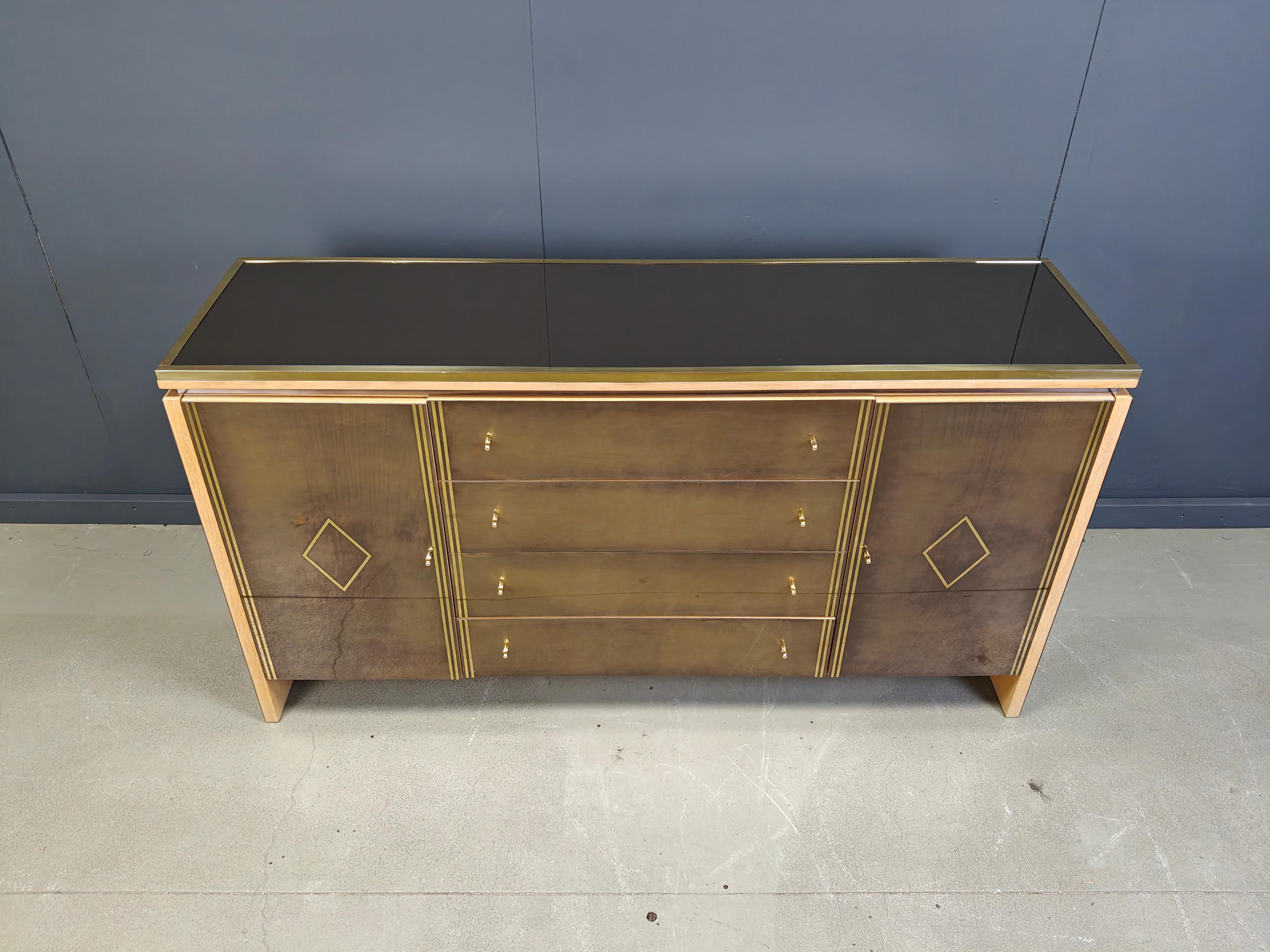 Belge Crédence vintage en laiton par Belgochrom/dewulf selection, 1980 en vente