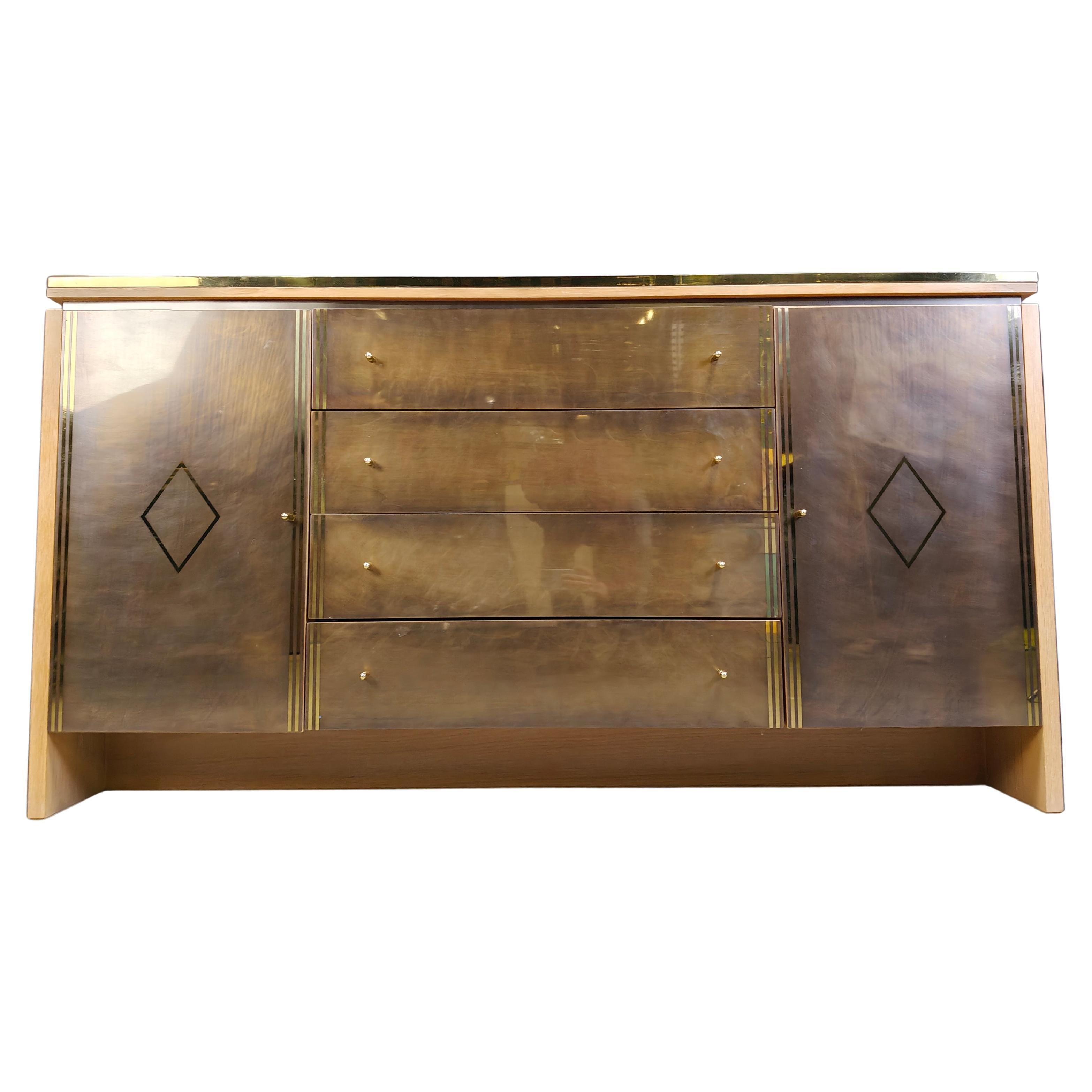 Credenza in ottone vintage di Belgochrom/dewulf selection, anni
80