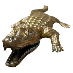 Vintage Brass Crocodile – Decoration – Alligator – Heavy – 1970s