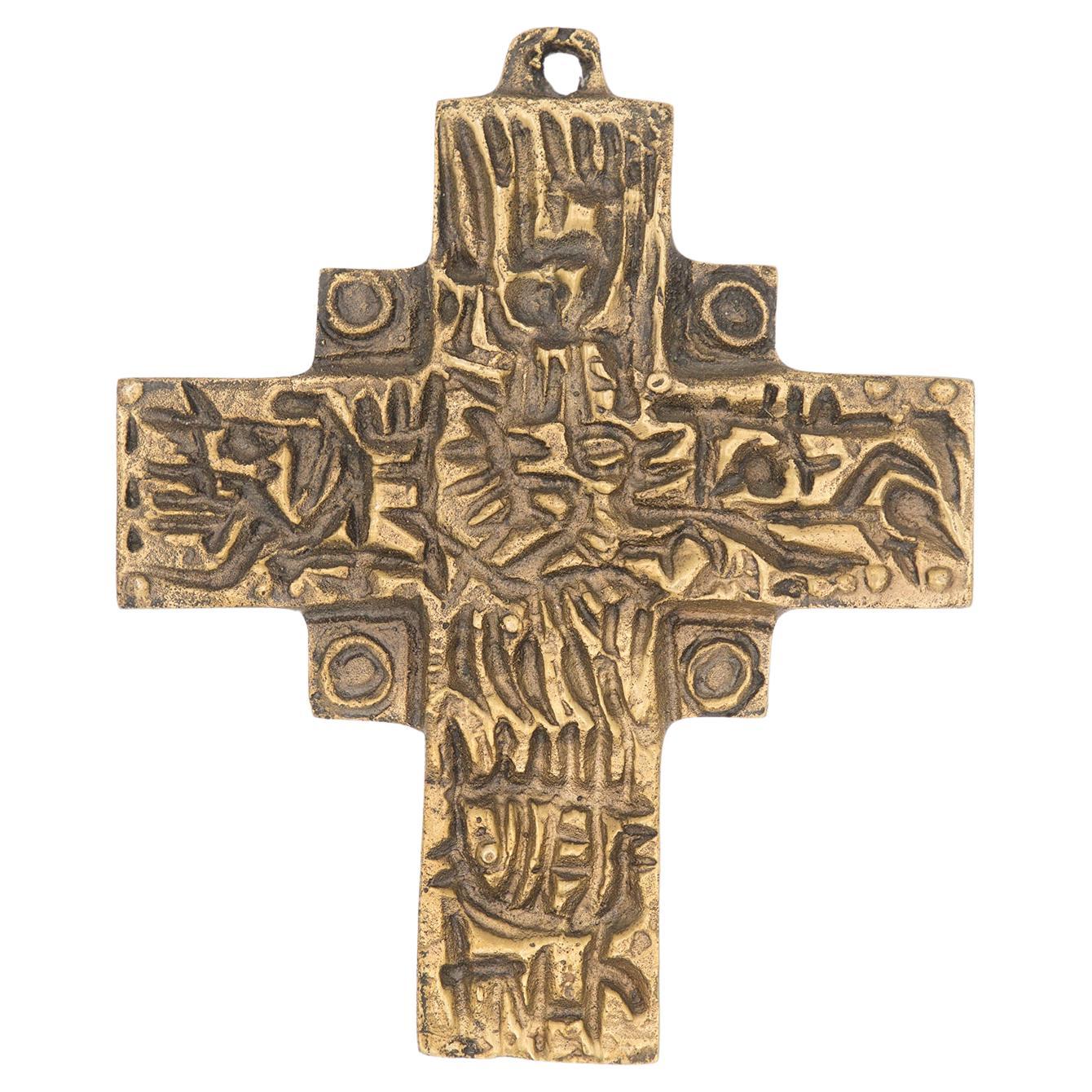 Vintage Brass Cross for Il Sestante Arnaldo Pomodoro and Giò Pomodoro