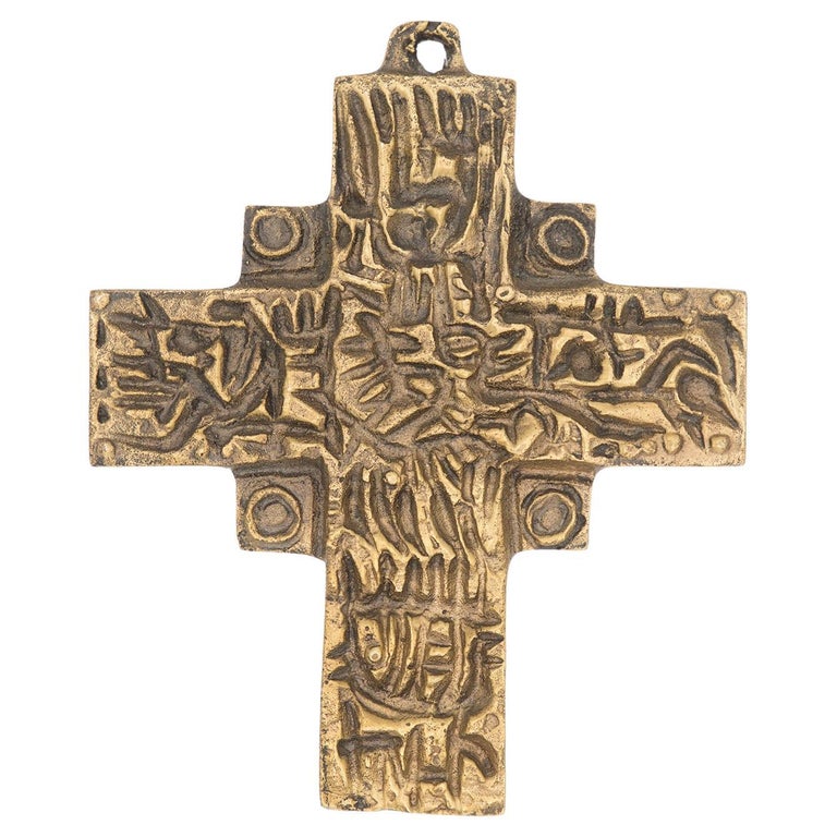 Vintage Brass Cross for Il Sestante Arnaldo Pomodoro and Giò Pomodoro For Sale
