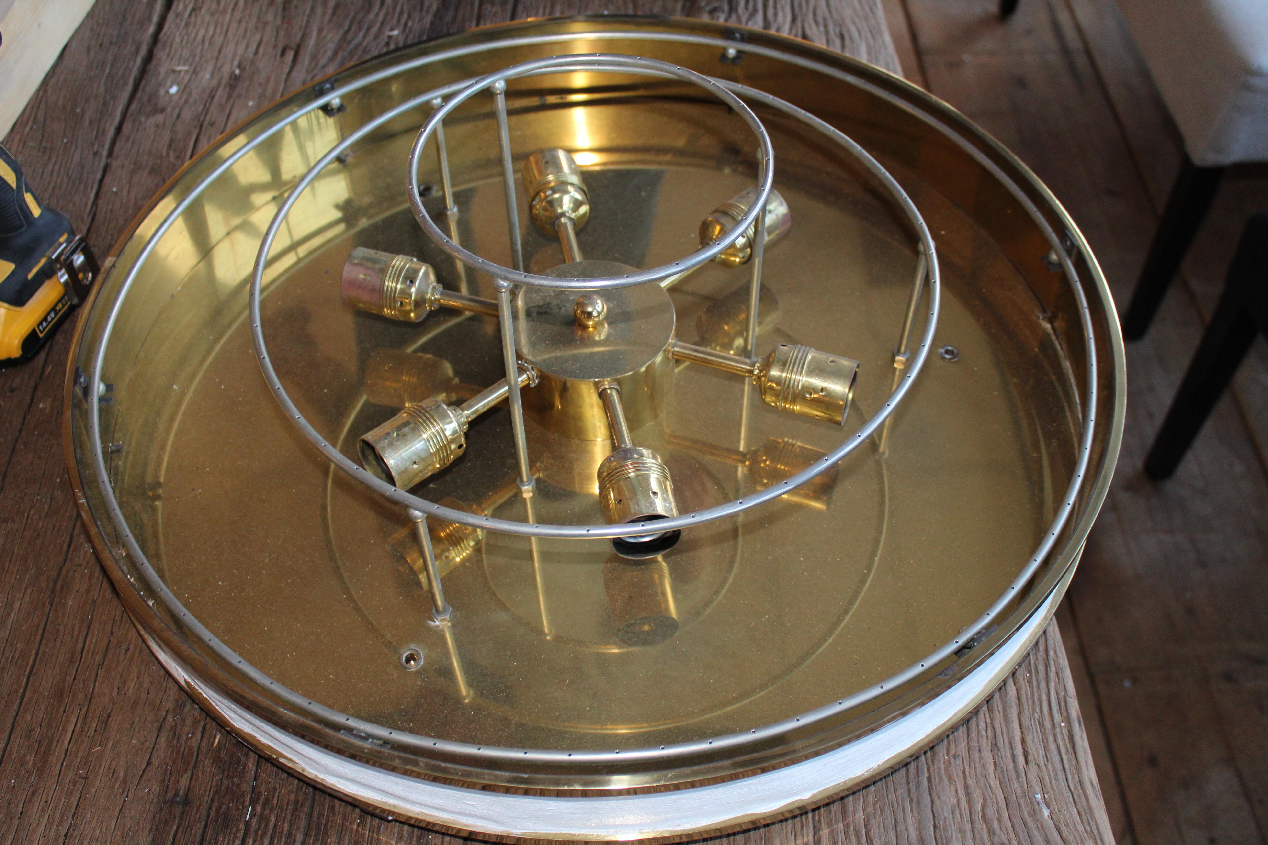 Vintage Brass Crystal Ceiling Lamp Set of 2 XXl LA Reideinger 9