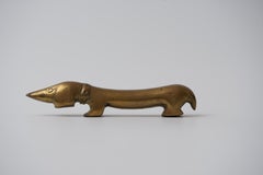 Vintage Brass Dachshund Bottle Opener by Walter Bosse for Herta Baller, 1950s