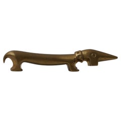Vintage Brass Dachshund Bottle Opener by Walter Bosse for Herta Baller, 1950s