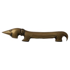 Vintage Brass Dachshund Bottle Opener by Walter Bosse for Herta Baller, 1950s