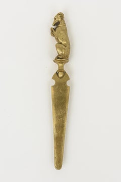 Vintage Brass Dachshund Dog Letter Opener Desk Accessory