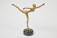 Vintage Brass 'Dancer' Sculpture on Marble Base
