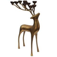 Vintage Brass Deer Candle, France, 1970s