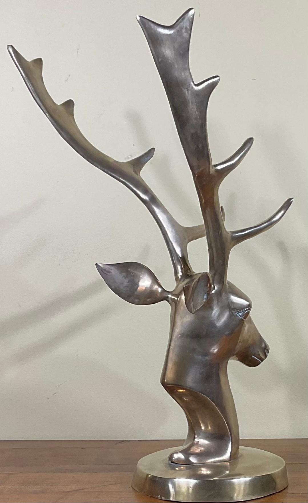 Unknown Vintage Brass Deer Head For Sale