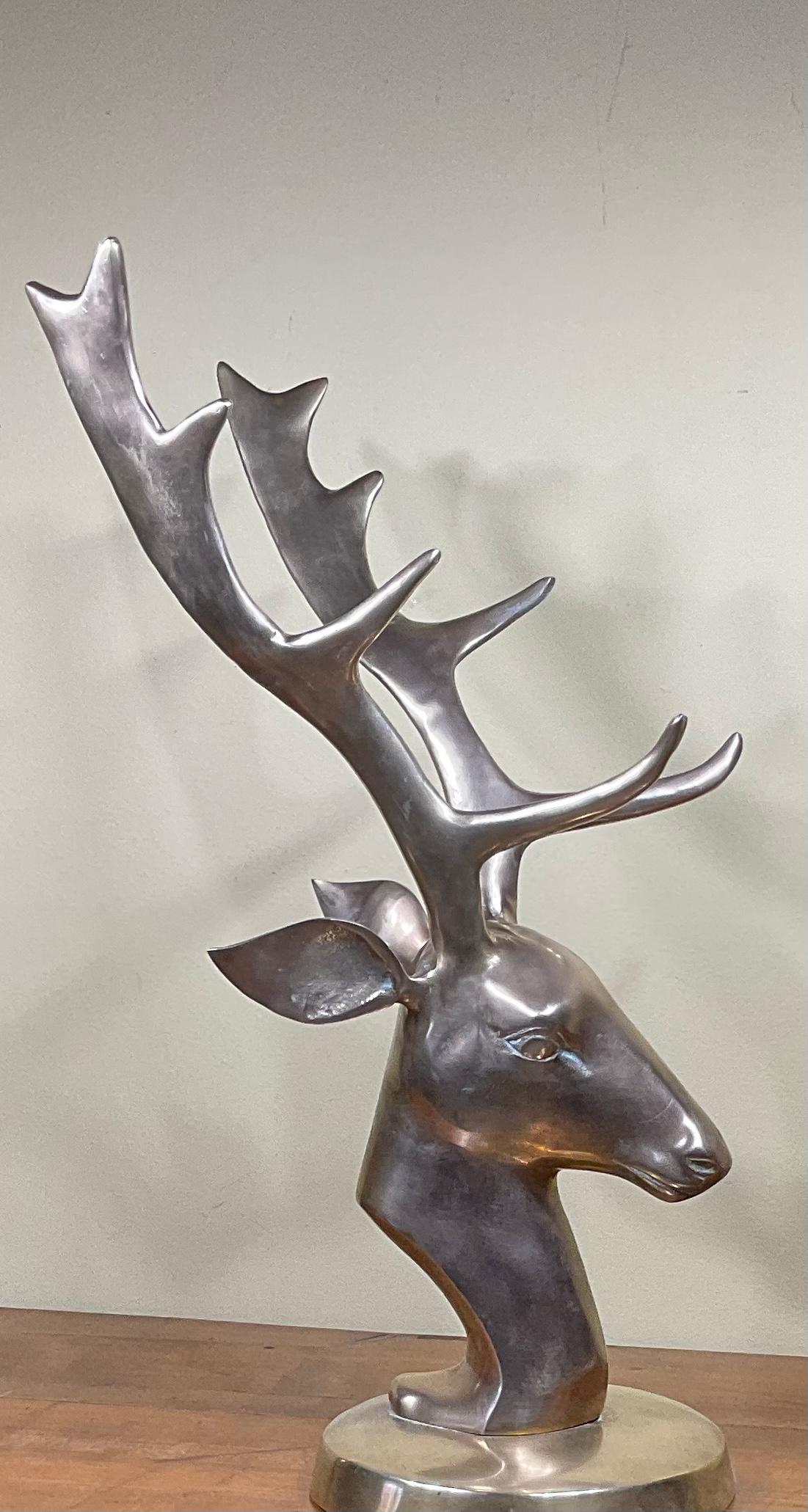 Cast Vintage Brass Deer Head For Sale