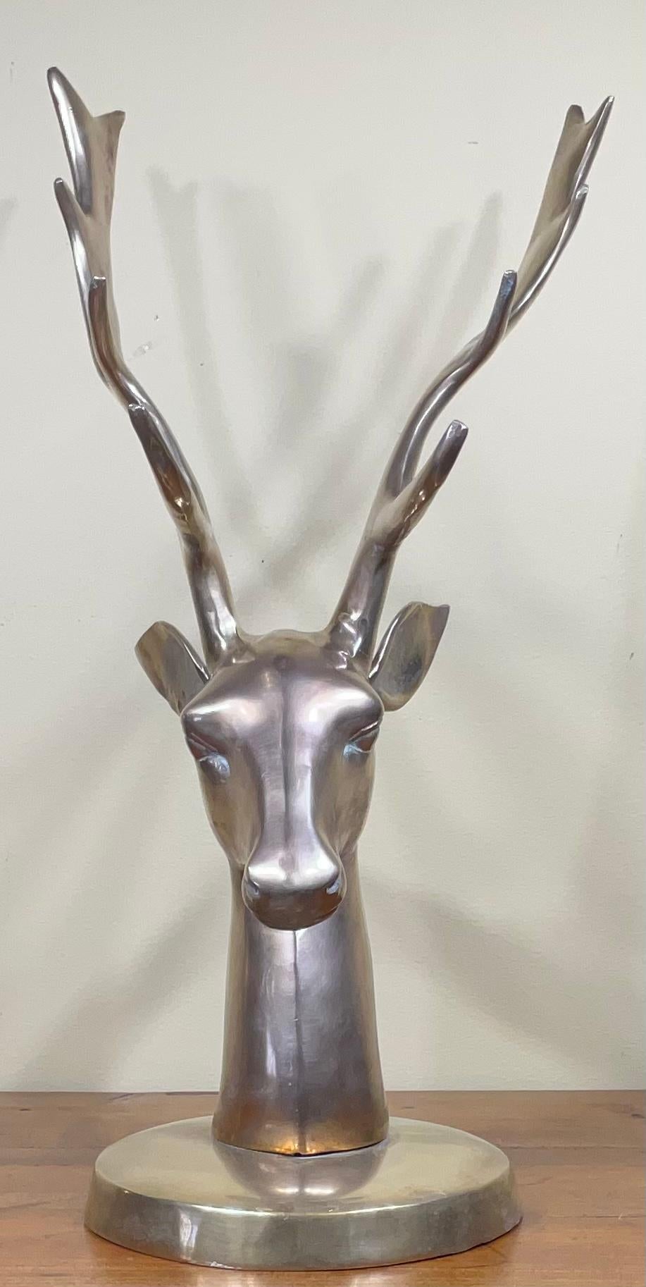 20th Century Vintage Brass Deer Head For Sale