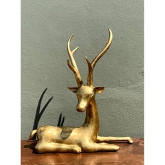 Vintage Brass Deer Sculpture