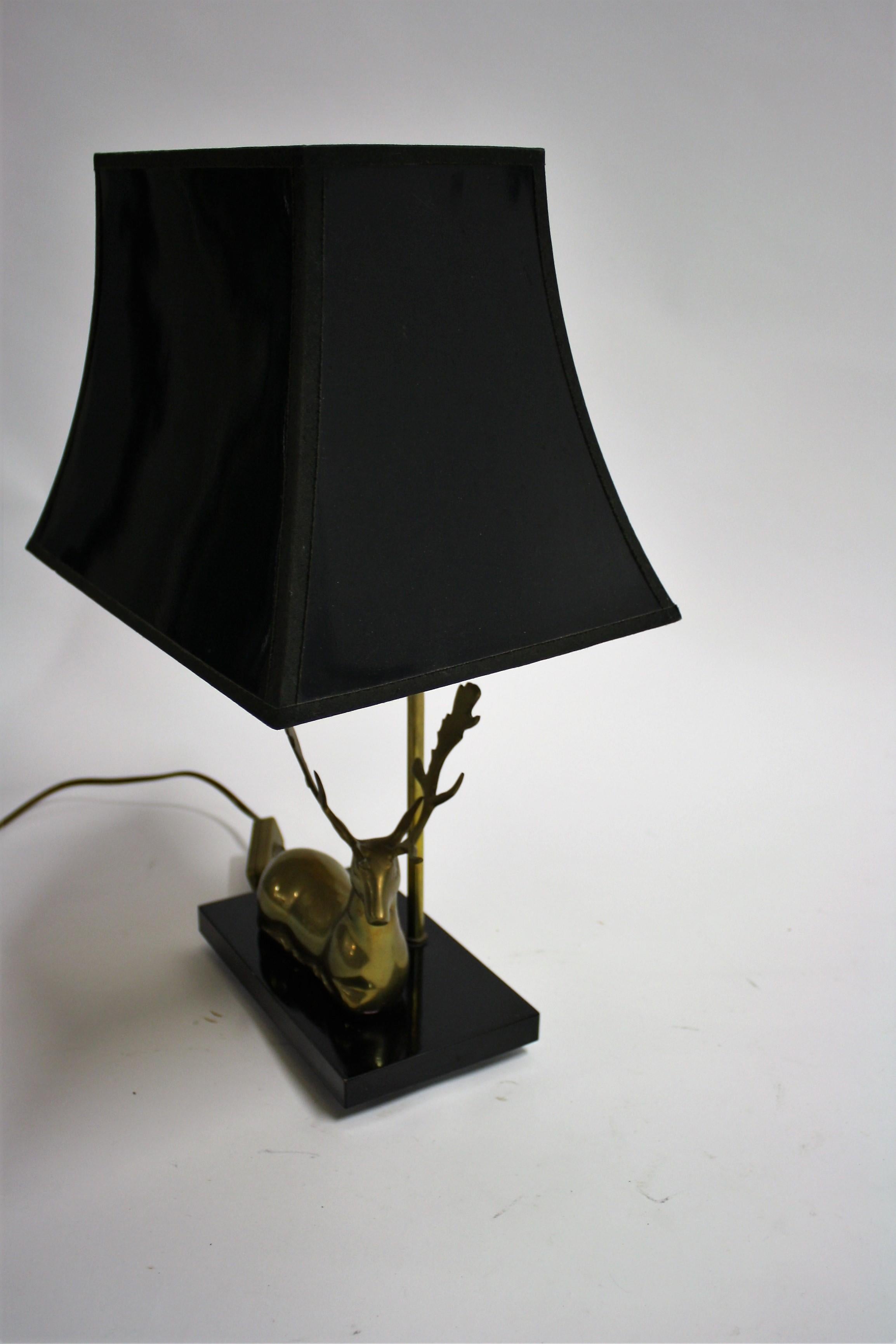 Hollywood Regency Vintage Brass Deer Table Lamp, 1970s